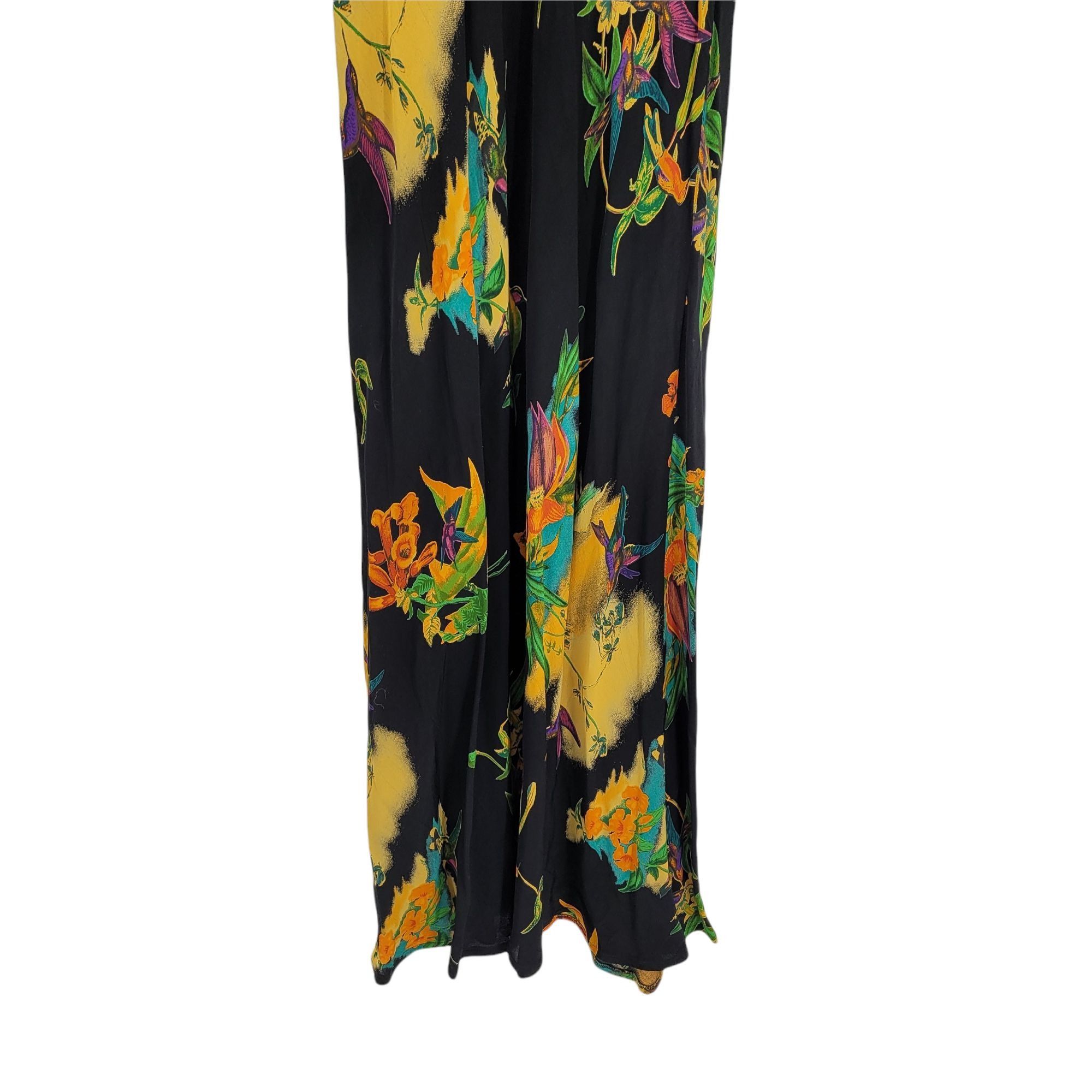 Vintage Vtg 80's 2pc Maxi Dress Sz S Black Hummingbird Neon Psychede Size S / US 4 / IT 40 - 9 Thumbnail