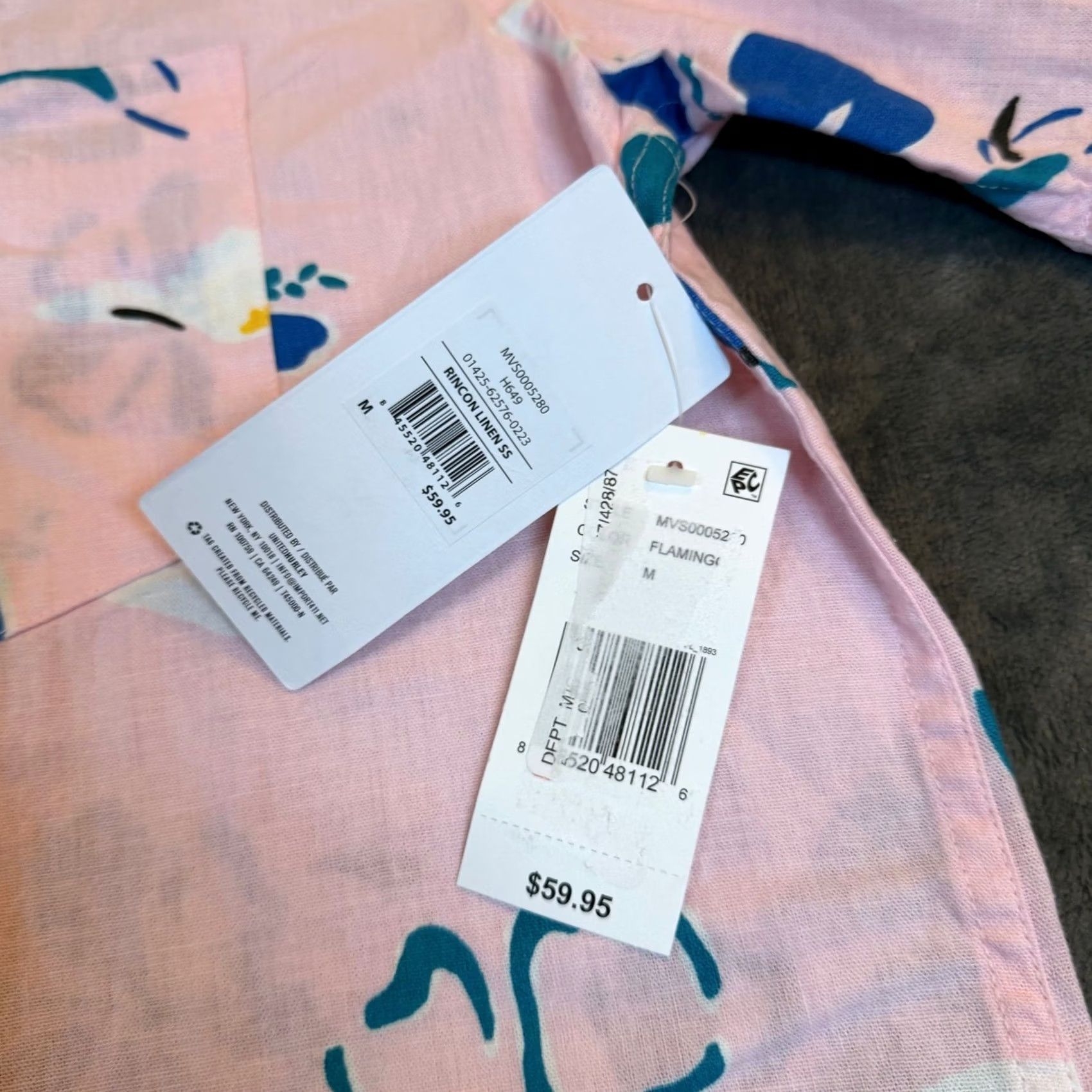 Hurley Hurley Rincon Linen SS Button Up Shirt Mens Medium Flamingo Pink Floral Surf NWT Size US M / EU 48-50 / 2 - 5 Thumbnail
