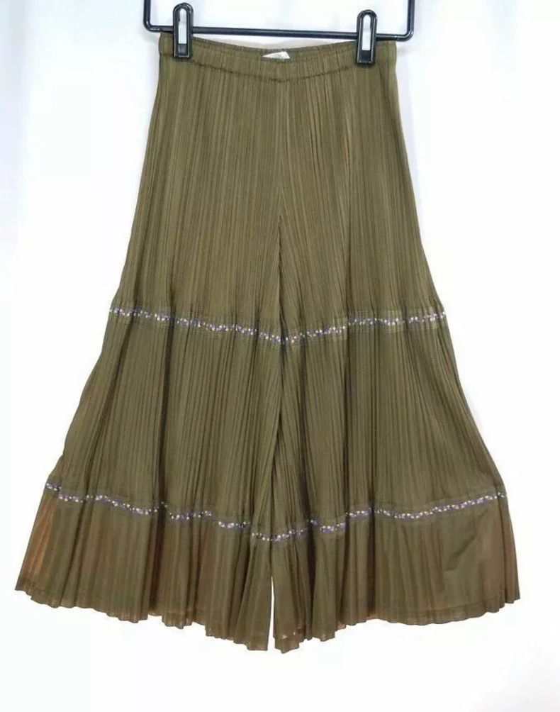 Issey Miyake issey miyake size：4 Green wide-leg trousers with pickles 25 Size 22" - 1 Thumbnail