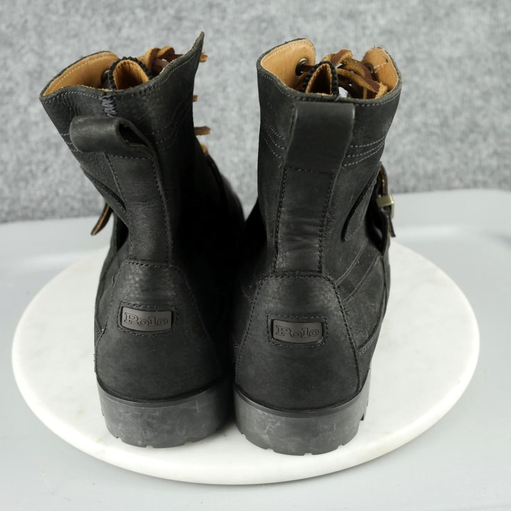 Polo Ralph Lauren Polo Ralph Lauren Ranger Boots Mens 9.5 Black Leather Lug Sole Moc Toe Combat Workwear Casual Shoes Size US M / EU 48-50 / 2 - 4 Thumbnail