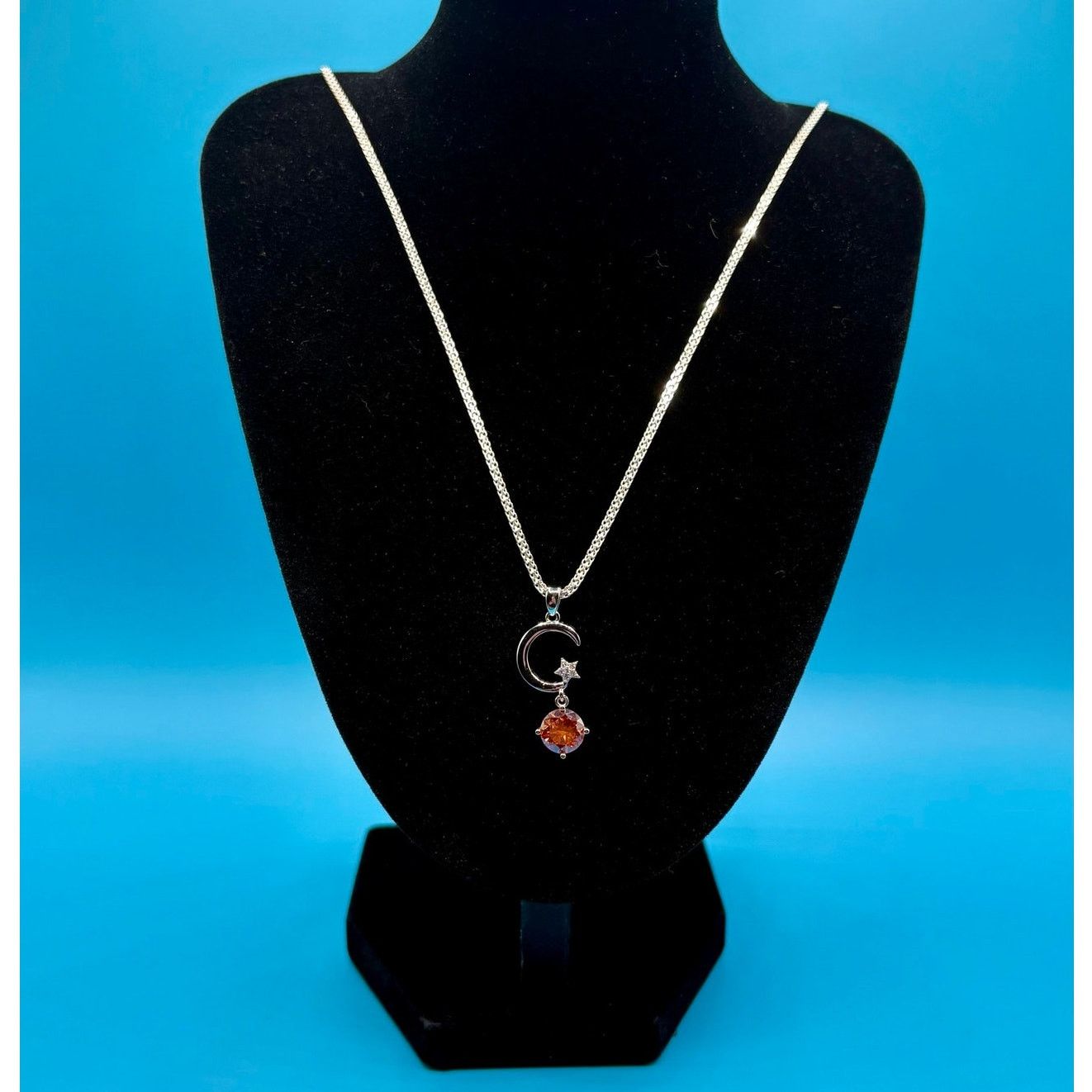 Jewelry NEW 2CTW Moissanite Moon & Star Pendant & 24" Bonus Chain Size ONE SIZE - 1 Thumbnail