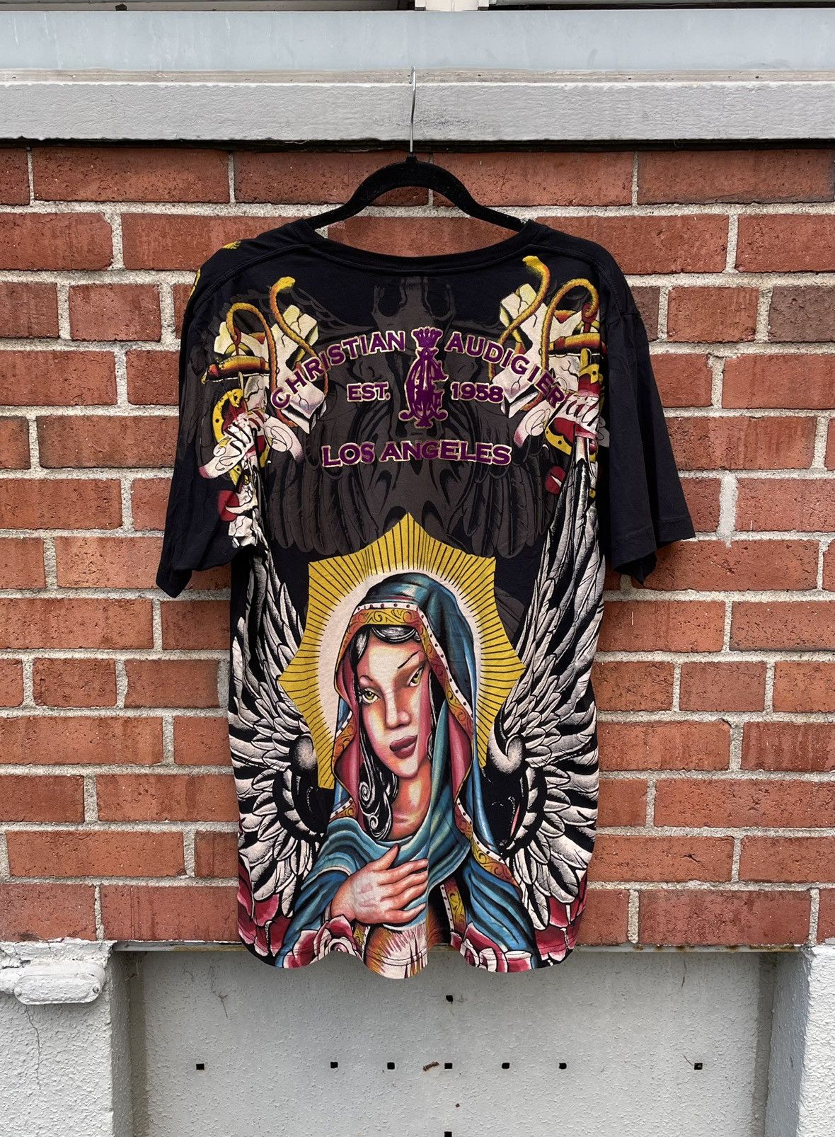 Christian Audigier Vintage Y2k Christian Audigier AOP Tattoo Graphic T Shirt Size US XXL / EU 58 / 5 - 6 Thumbnail