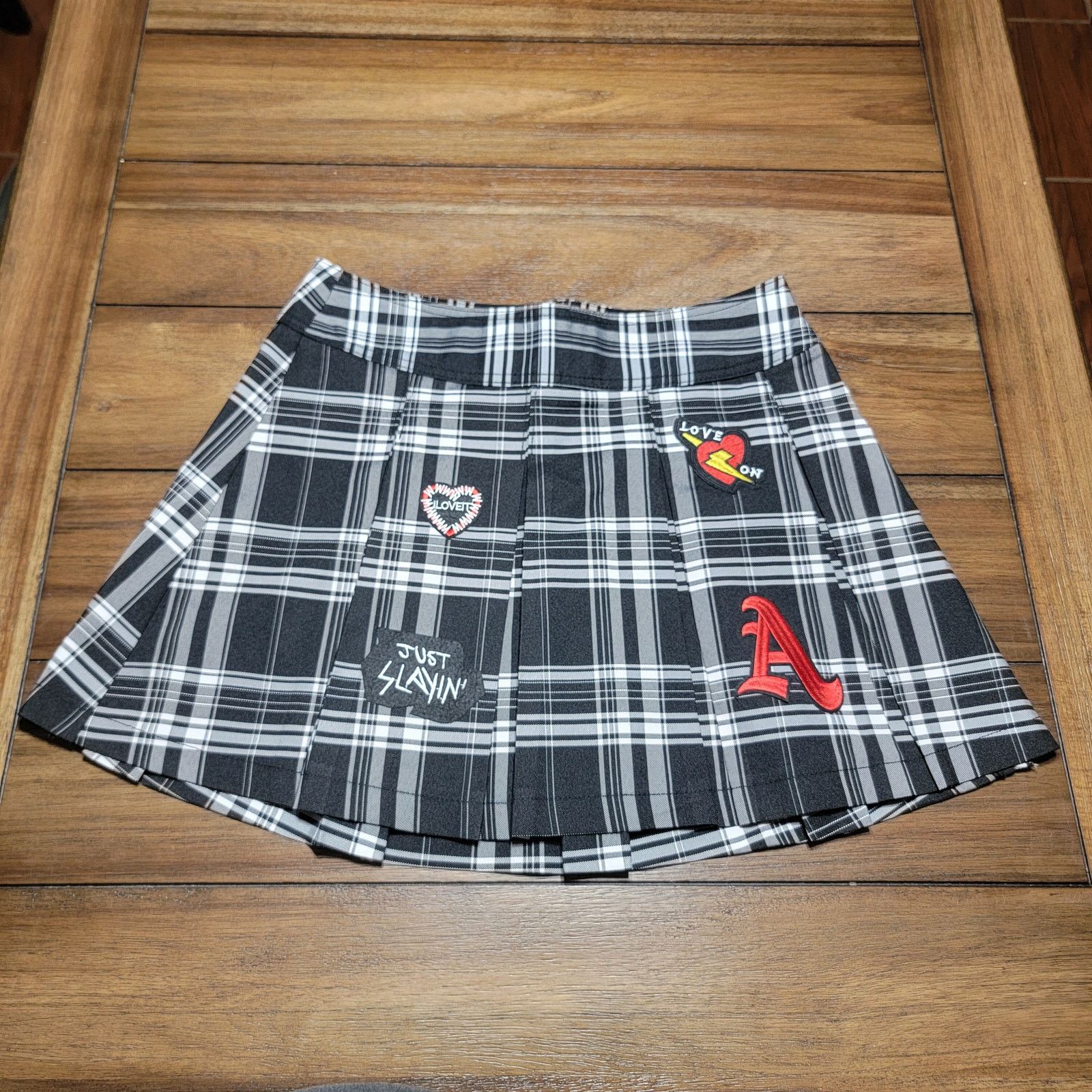 Other No Bo Junior Pleated Mini Skirt w/ Punk Patches - Med (7-9) Size 30" / US 8 / IT 44 - 1 Thumbnail