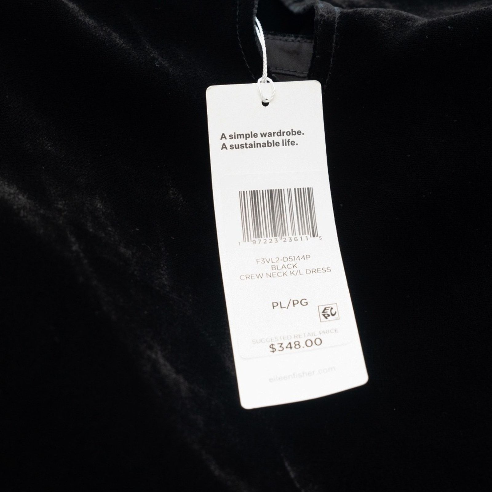 Eileen Fisher Eileen Fisher. Silk Blend Velvet Crew Neck Dress. Size L / US 10 / IT 46 - 10 Thumbnail