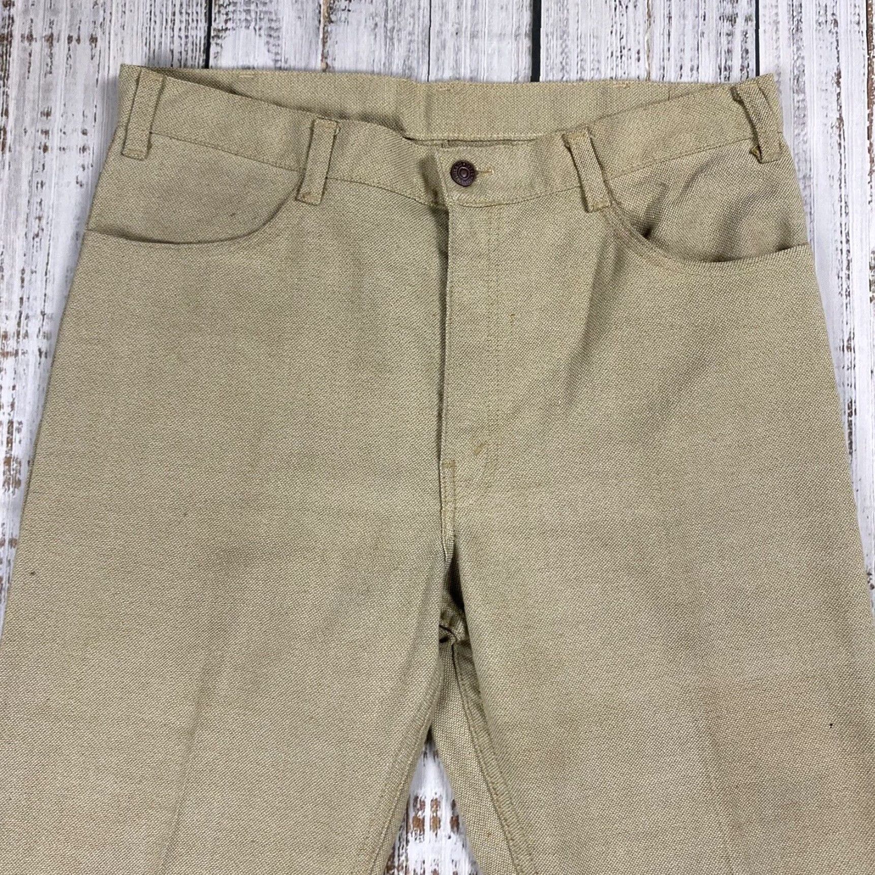 Levi's VINTAGE Levi's 1960s Big E Sta-Prest Jeans Pants 34x29 Beige Twill Casual Mens Size US 34 / EU 50 - 3 Thumbnail