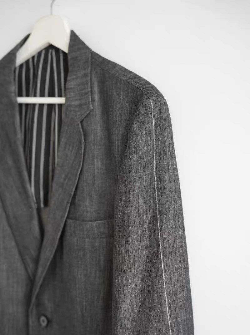 Yohji Yamamoto Yohji Yamamoto 10SS Striped Sleeve White-Stitch Blazer Size 40R - 6 Thumbnail