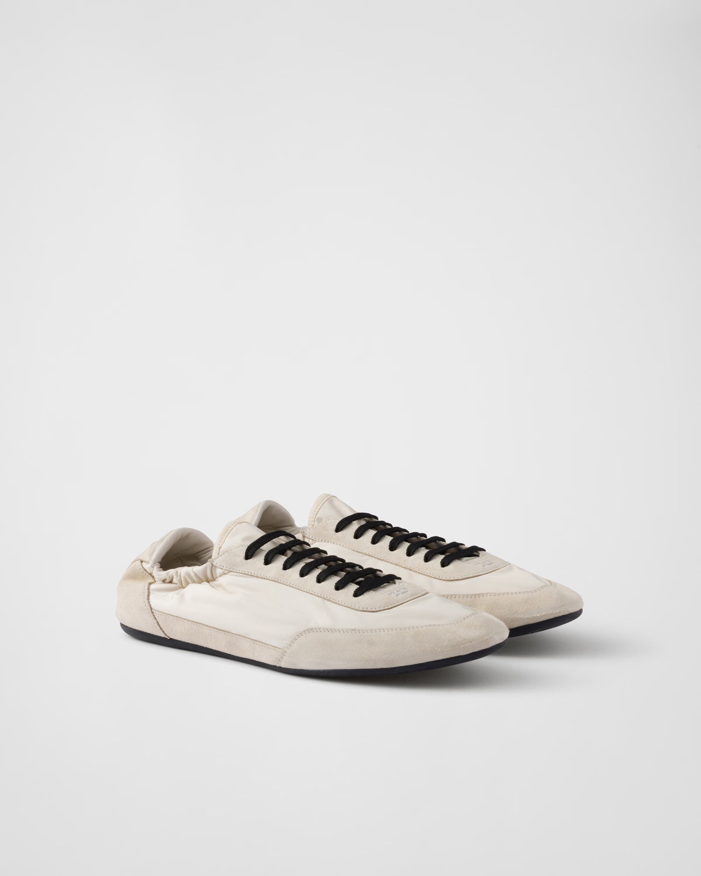 Prada Ivory Collapse Re-Nylon and suede elasticized sneakers Size US 11 / EU 44 - 9 Thumbnail