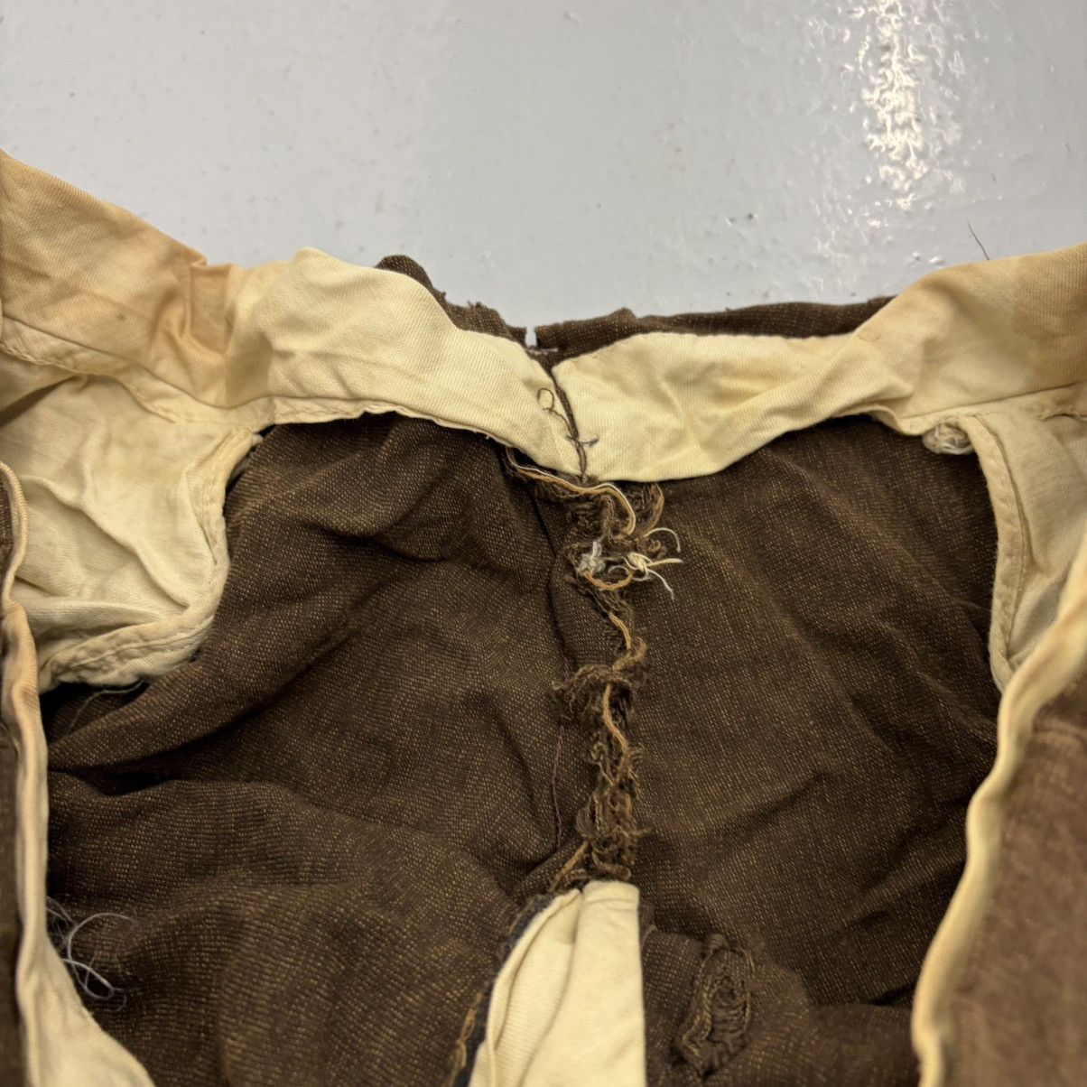 Other Vintage 50s Brown Rayon Cotton Distressed Trousers 38x30 Size US 38 / EU 54 - 4 Thumbnail