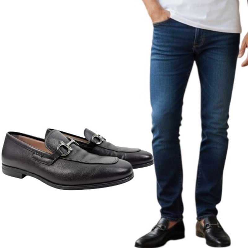 Salvatore Ferragamo Scarlet Gancini Double Bit Loafers Black display picture 1