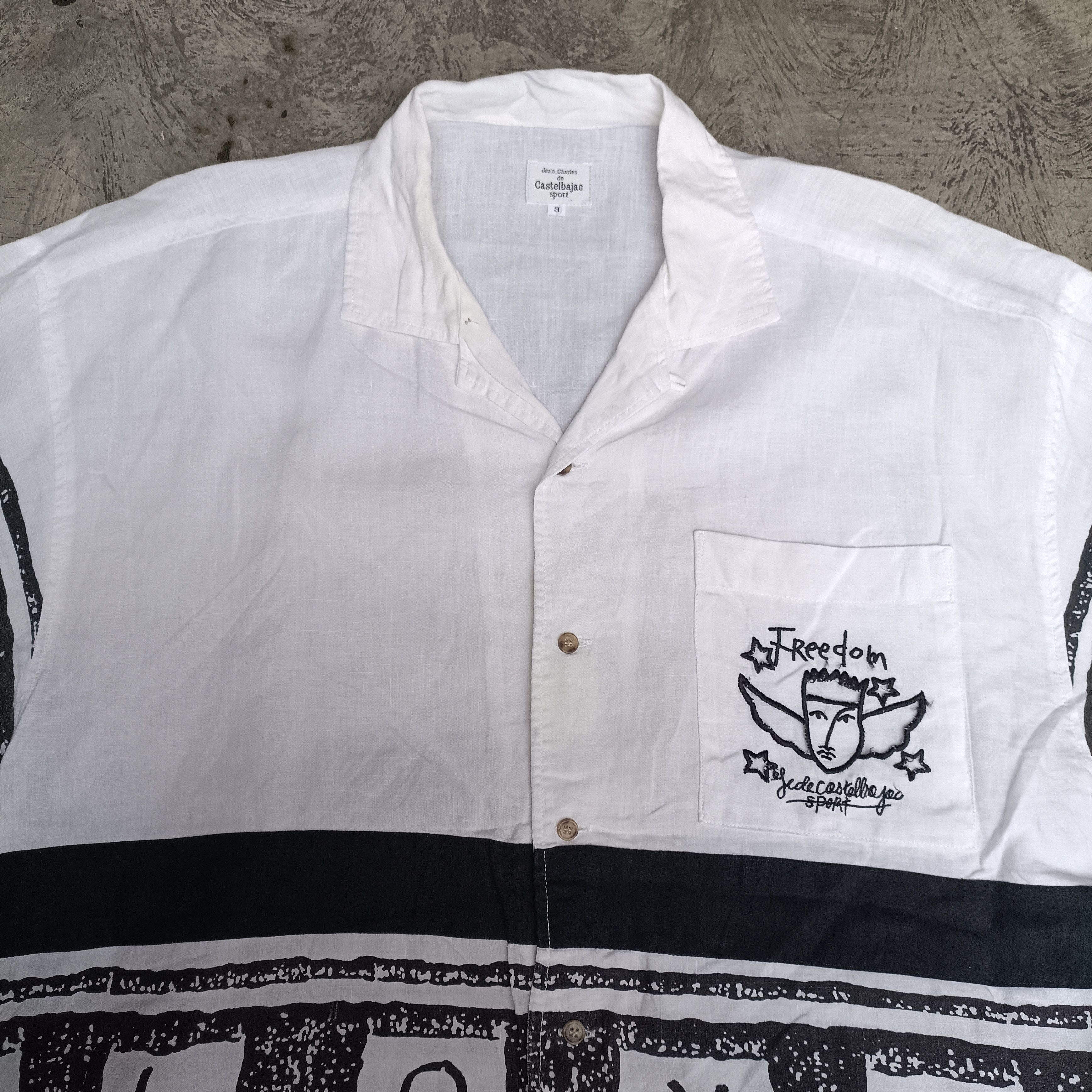 Japanese Brand Jean Charles De Castelbajac Open Collar Shirt Freedom Love Size US L / EU 52-54 / 3 - 3 Thumbnail