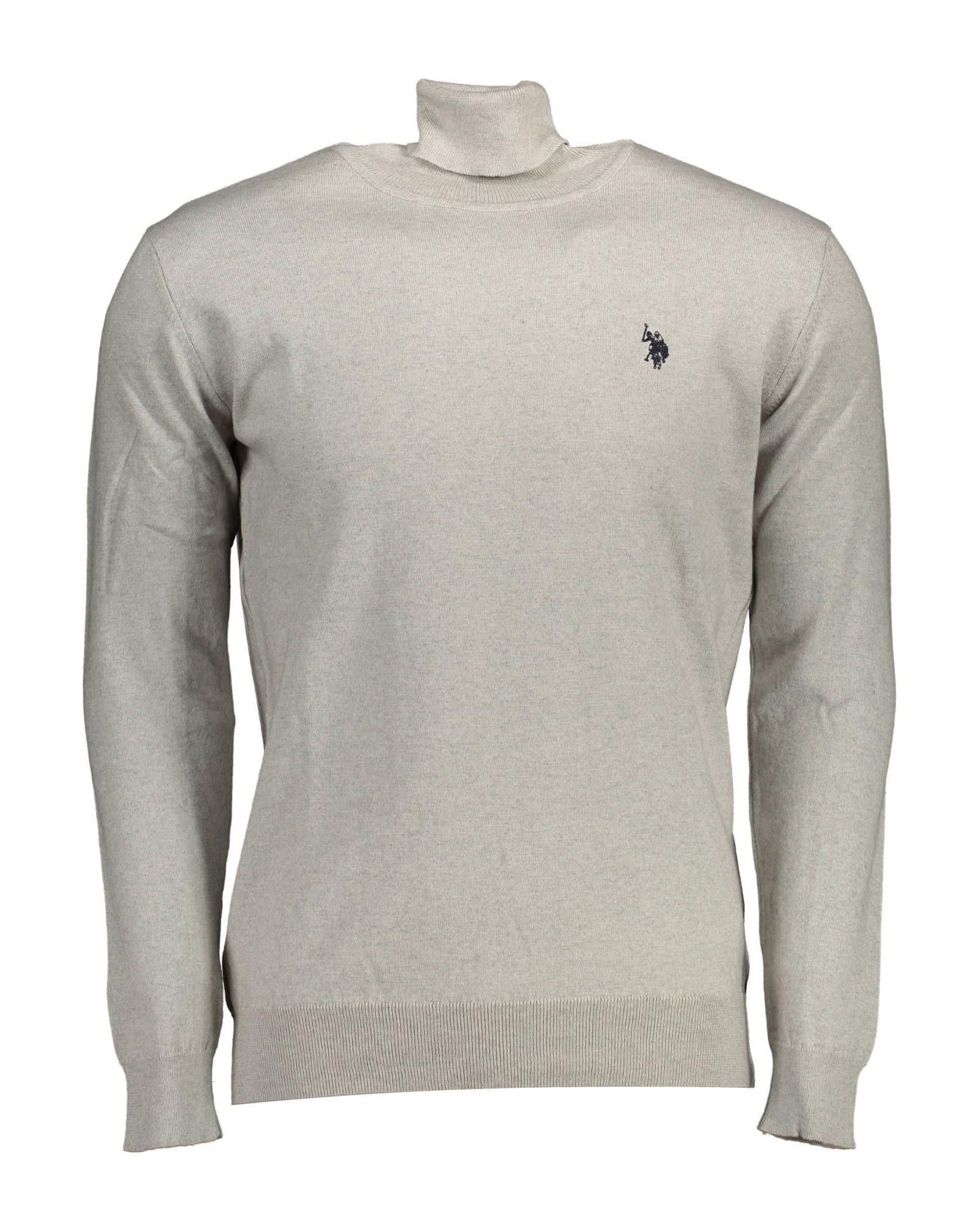 image of U S Polo Assn Embroidered High Collar Cotton Shirt in Grey, Men's (Size Large)