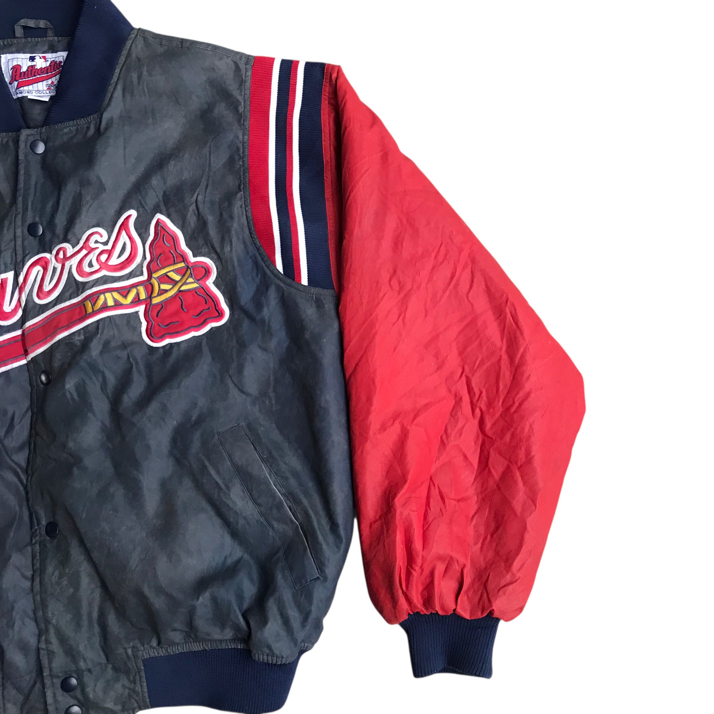 MLB Majestic Rare 90s Atlanta Braves MLB Bomber Sun Faded Size US XL / EU 56 / 4 - 2 Thumbnail
