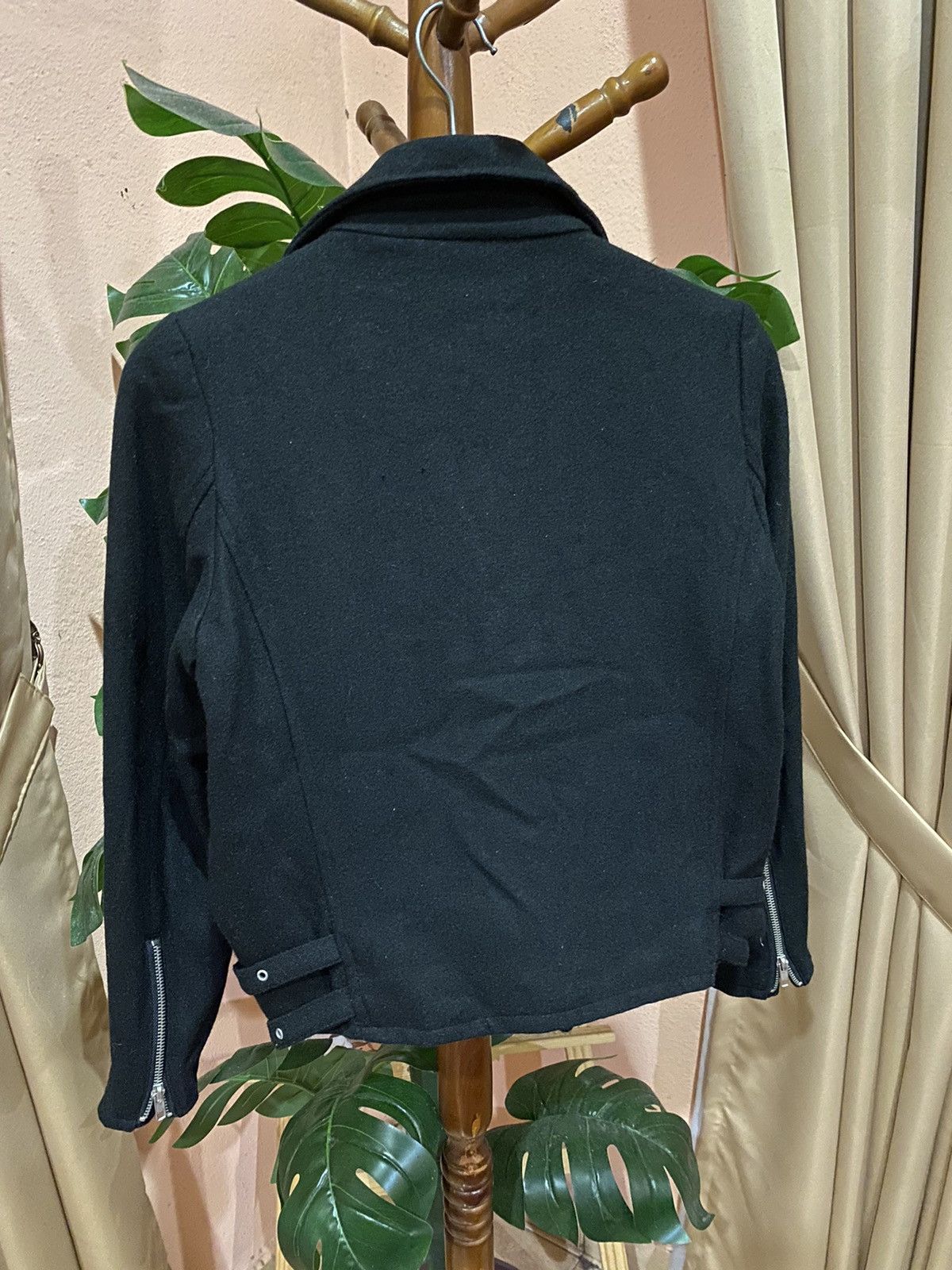 If Six Was Nine × Japanese Brand Black Wool-Blend Biker Jacket | Modern Chic Moto Style Size US XS / EU 42 / 0 - 12 Thumbnail