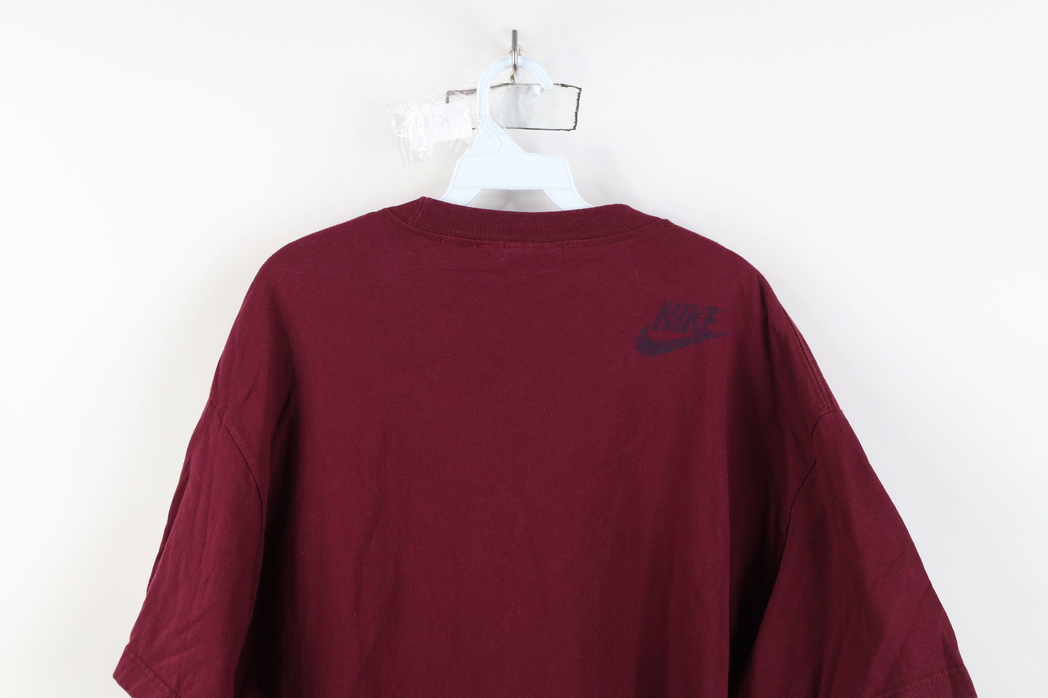 Nike Vintage Y2K Nike Scott Big Center Swoosh T-Shirt Burgundy Size US XL / EU 56 / 4 - 13 Thumbnail