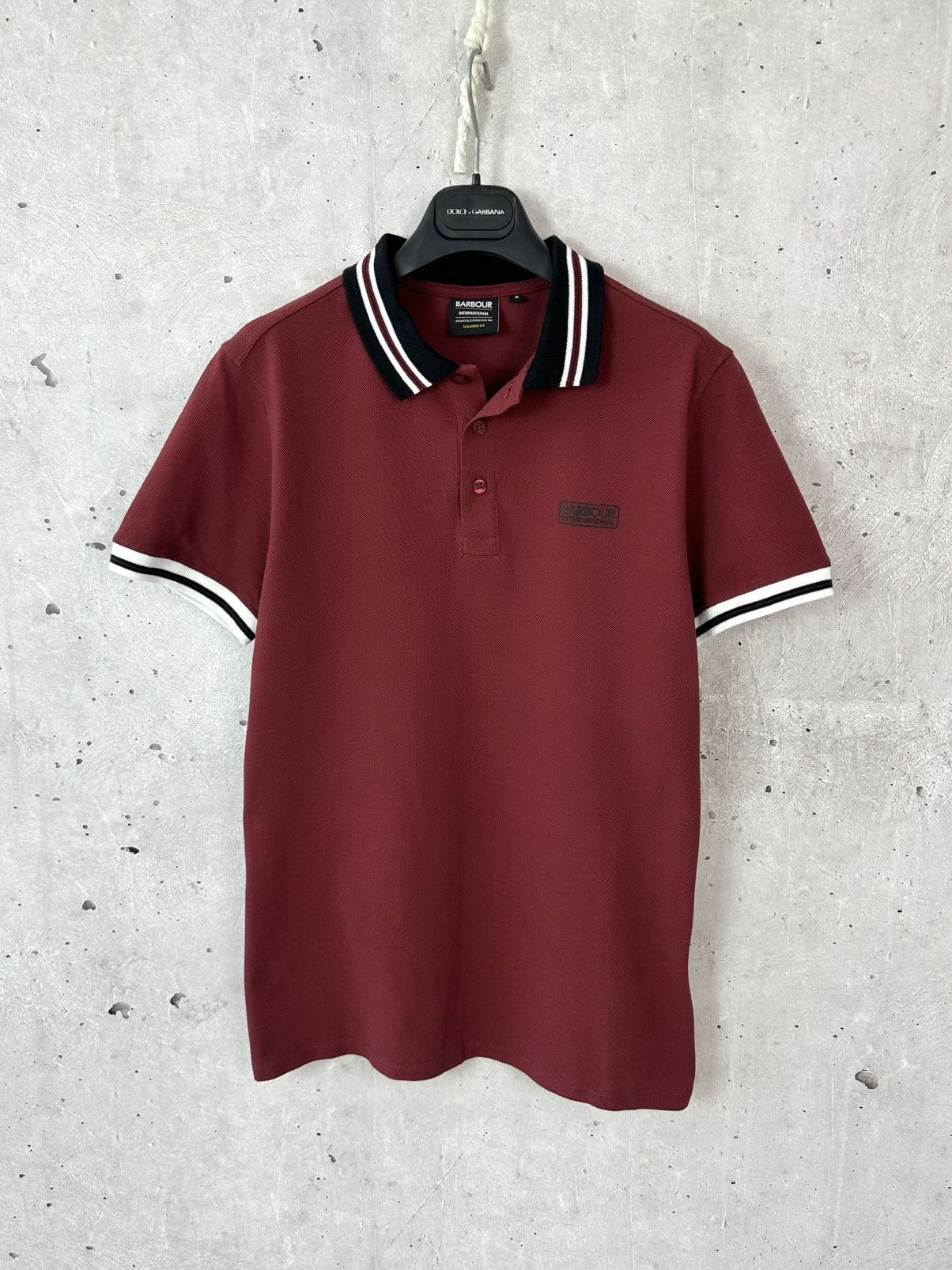 Barbour Barbour International Tailored Fit Burgundy Stripped Polo Size US S / EU 44-46 / 1 - 1 Thumbnail