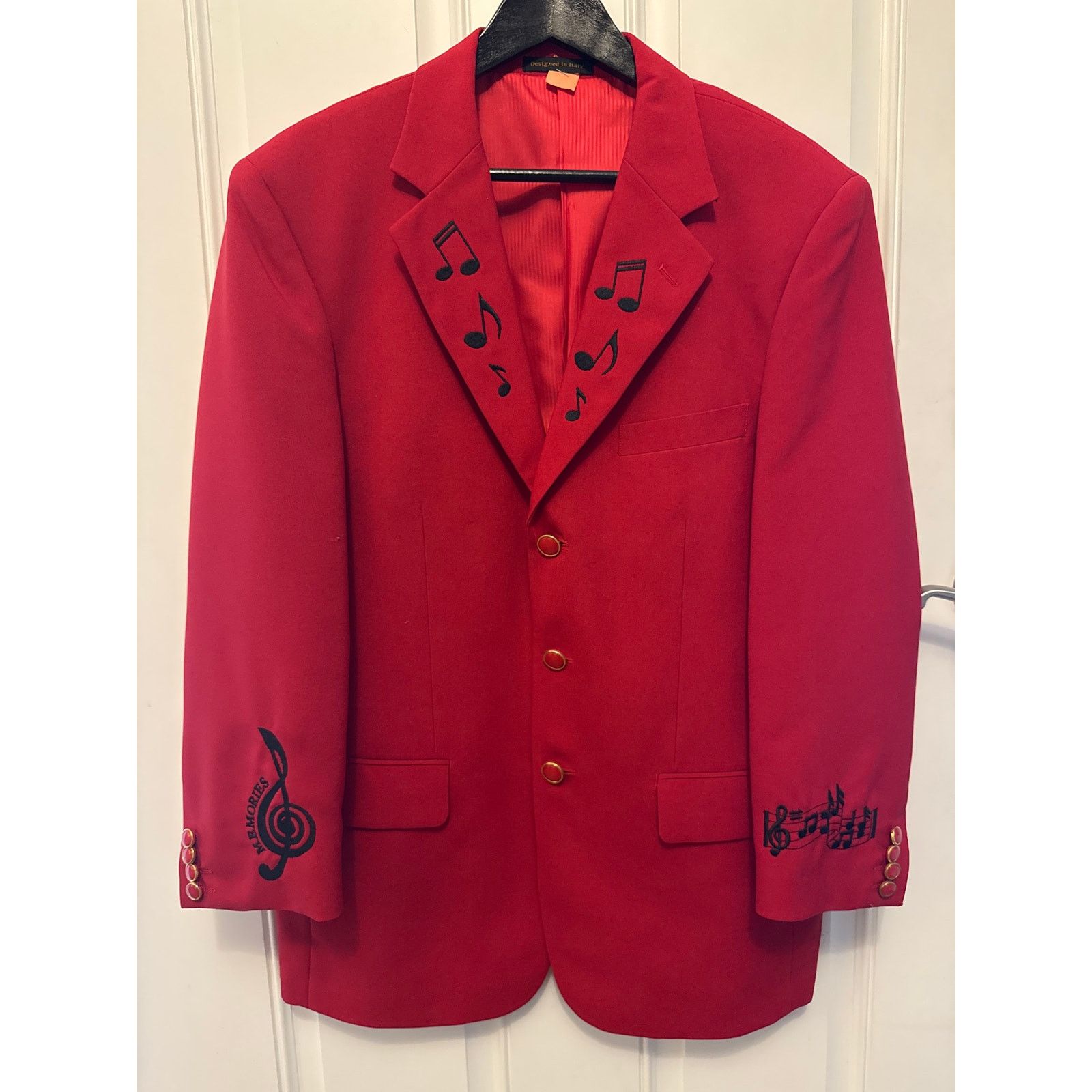 Other Lucci Collezion Red & black music note concert blazer 40 R Size US M / EU 48-50 / 2 - 8 Thumbnail