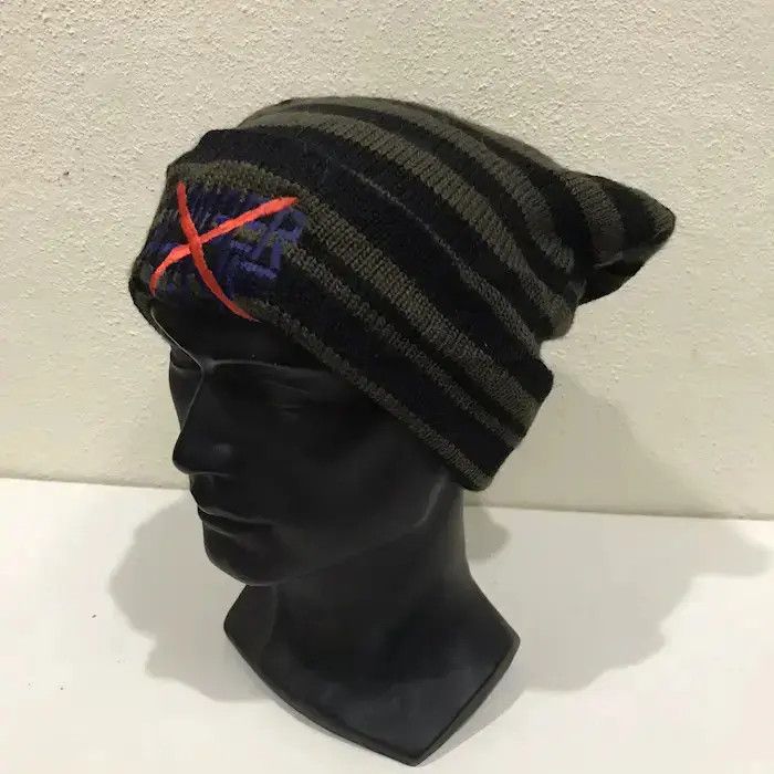 Japanese Brand Stripe Punk Design Danger Zone Beanie Hat Size ONE SIZE - 2 Thumbnail