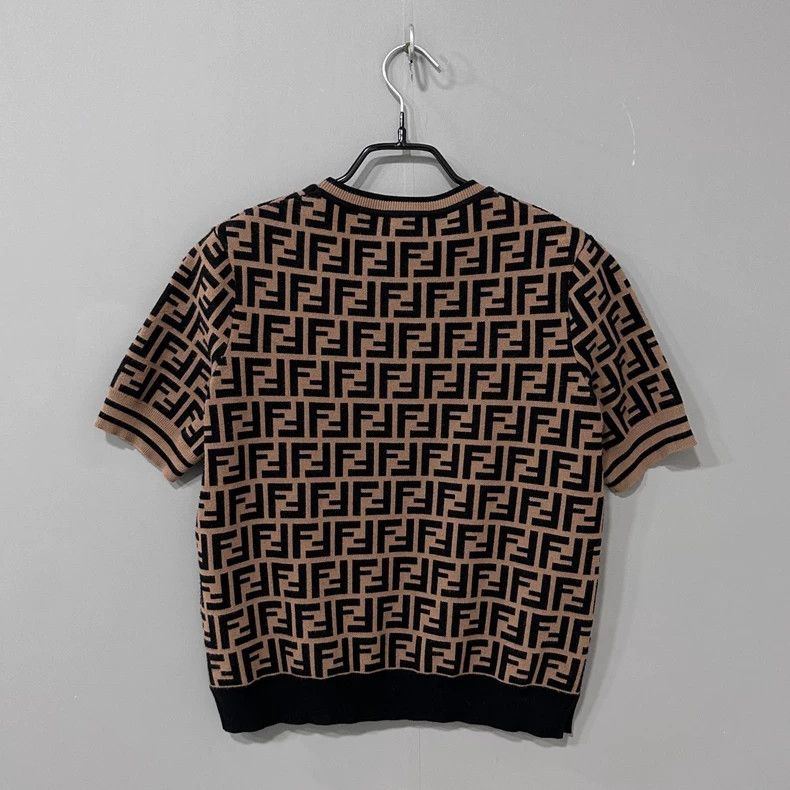 Fendi Fendi Brown old-fashioned double-F knitted short sleeves Size US XXS / EU 40 - 3 Thumbnail