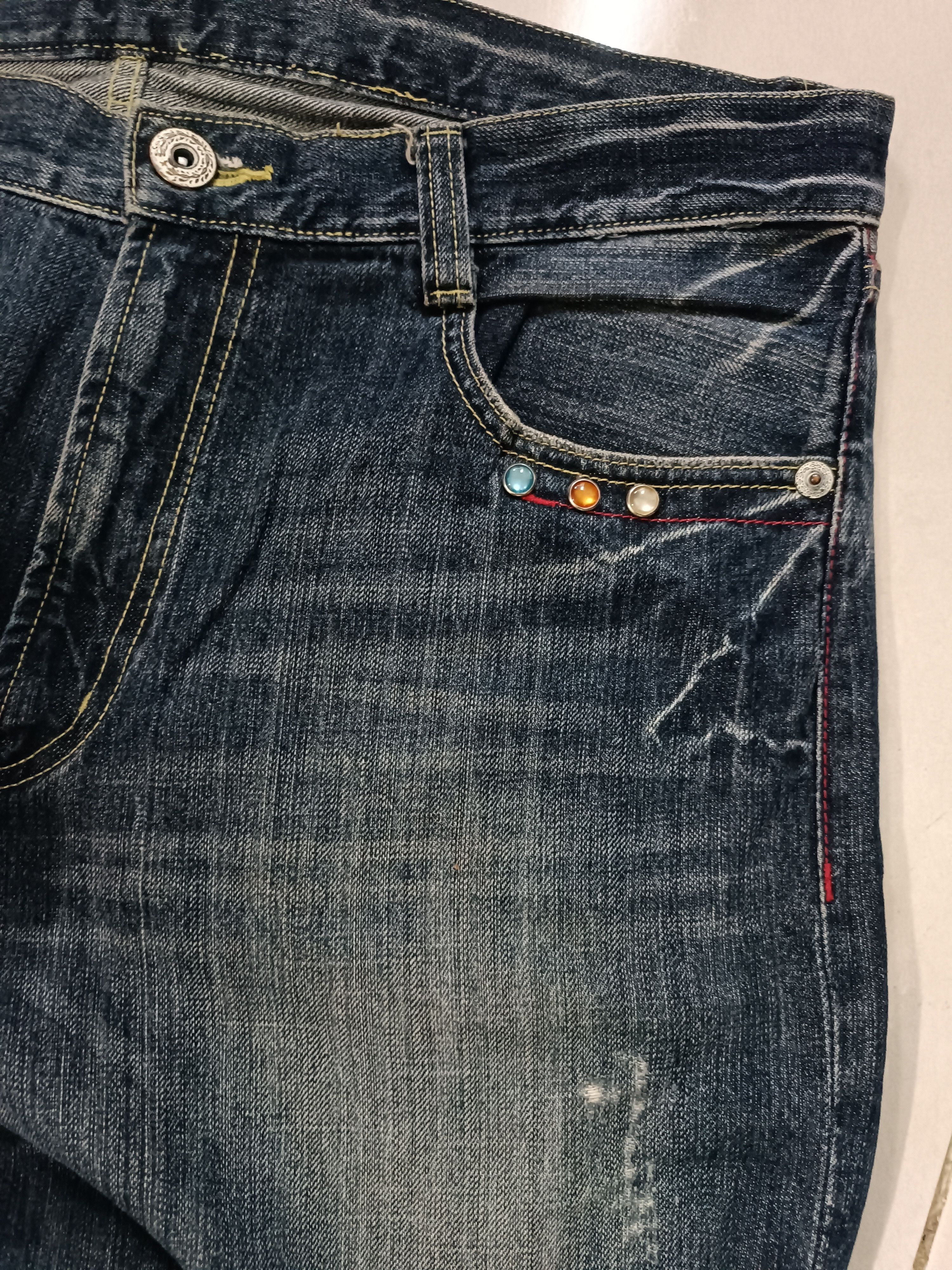 Japanese Brand × Le Grande Bleu (L.G.B.) × Tornado Mart RARE Flared Nylaus Whiskers Distressed Jeans Size US 36 / EU 52 - 16 Thumbnail