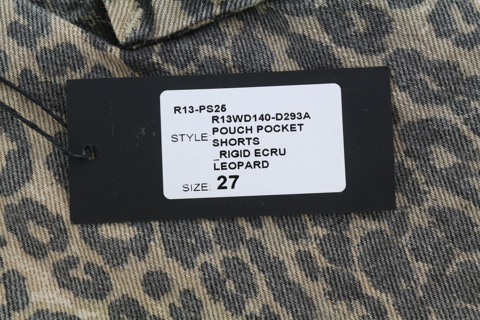 R13 POUCH POCKET 27 Denim Rigid Leopard Turn-Up Shorts 85101 Size 27" / US 4 / IT 40 - 10 Thumbnail