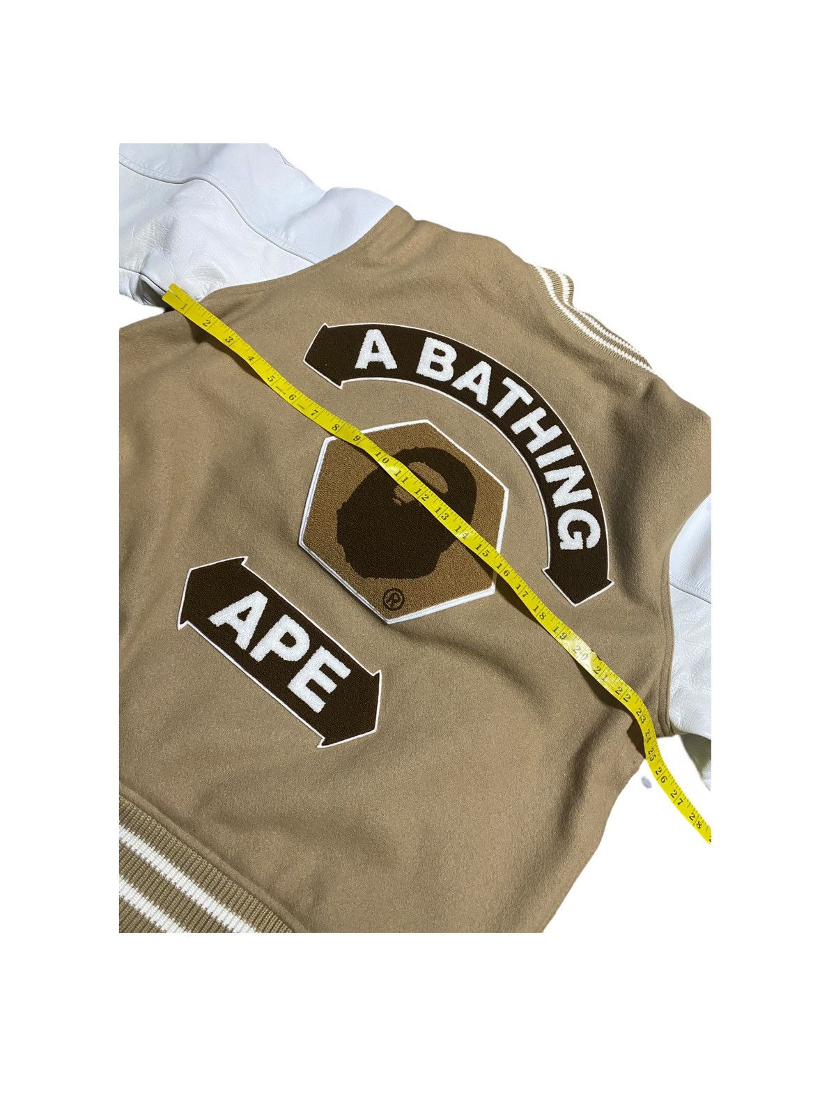 Bape BAPE Varsity Jacket Bape Logo Beige Size US XL / EU 56 / 4 - 4 Thumbnail