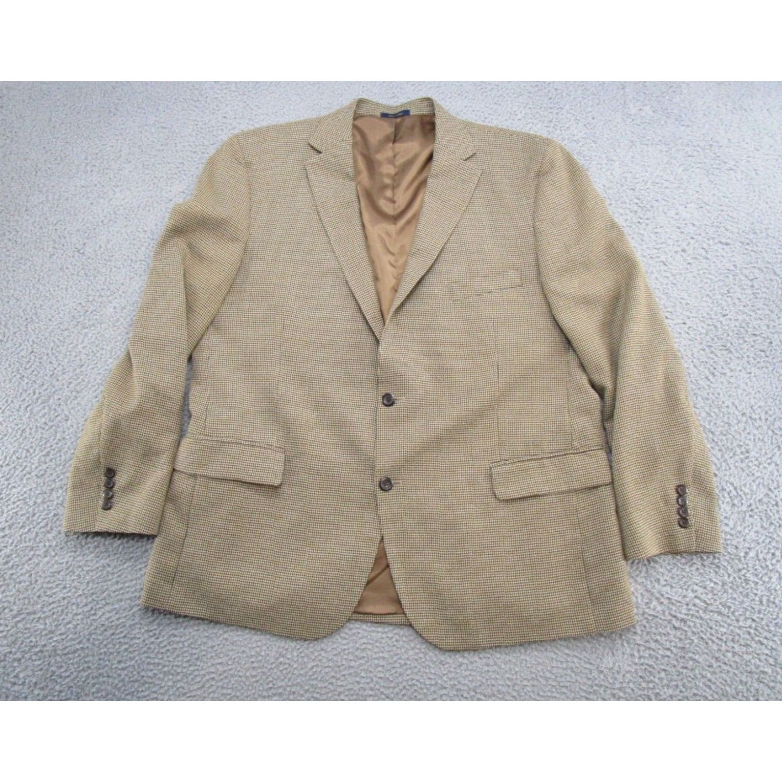 Club Room Club Room by Macy's Mens Blazer Sports Jacket Houndstooth Plaid 48R Brown Button Up Jacket Mens Reg Long Shirt Size 48R - 2 Thumbnail