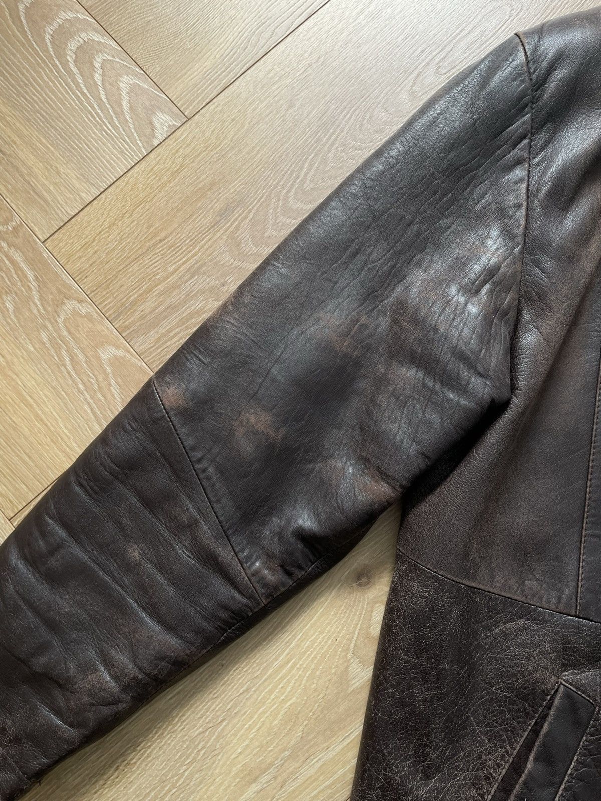 Vintage Washed Brown Retro 90s Genuine Real Leater Bomber Punk Rock Size US M / EU 48-50 / 2 - 10 Thumbnail