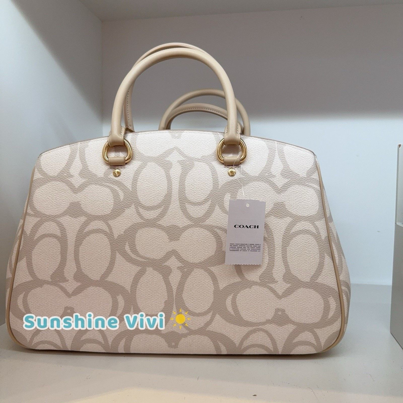 Coach NWT Coach Savannah Carryall Bag In Sketch Gold/Ivory CBH92 Size ONE SIZE - 3 Thumbnail