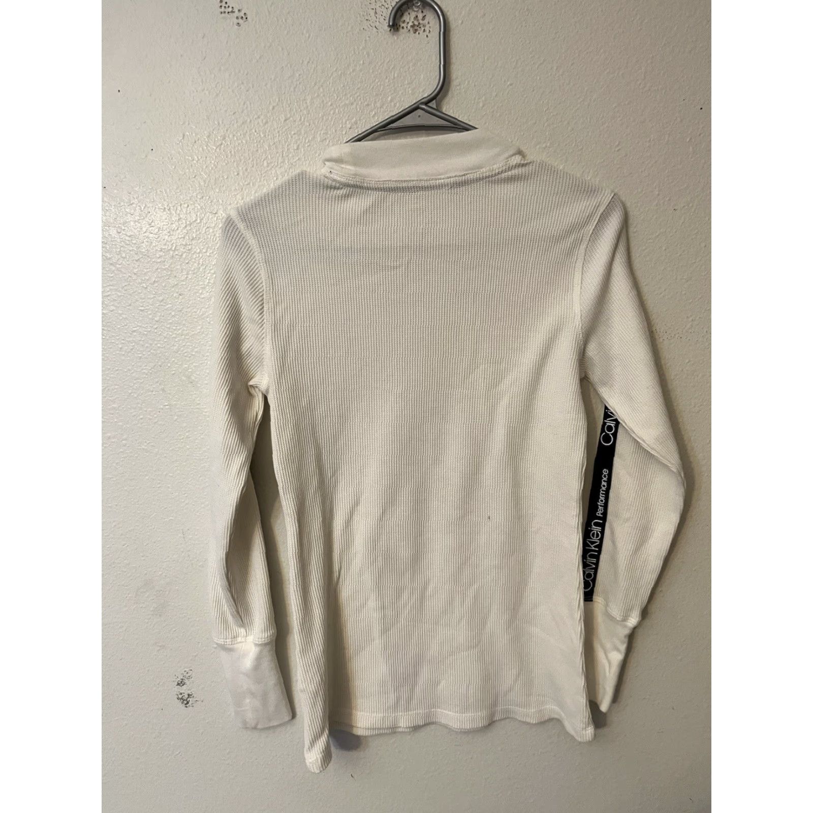 Calvin Klein Calvin Klein Performance Top Small White Waffle Mock Neck Size S / US 4 / IT 40 - 2 Thumbnail
