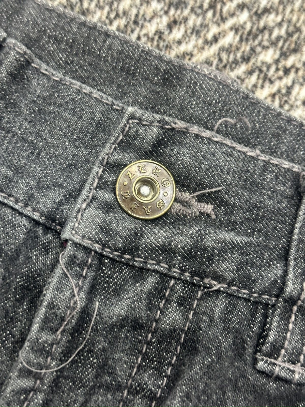 If Six Was Nine × Japanese Brand × Le Grande Bleu (L.G.B.) Zero Sail Distressed Zig Zag Black Wash denim Size US 34 / EU 50 - 7 Thumbnail