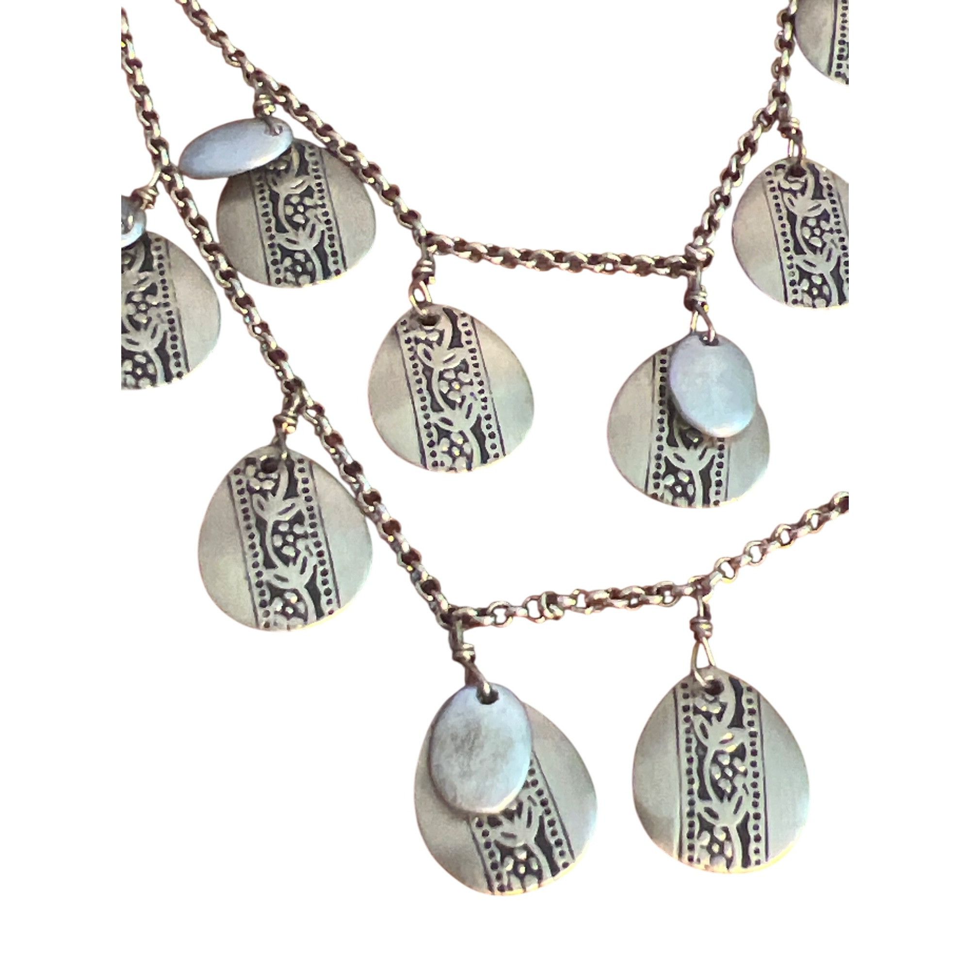 Liz Claiborne Liz Claiborne Layered Necklace Gold Silver Tone Discs Dangle Size ONE SIZE - 2 Thumbnail