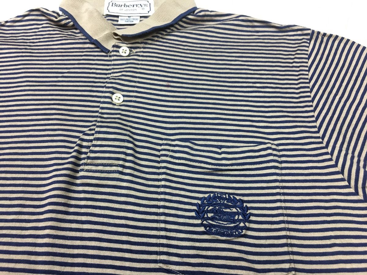 Burberry 90s Burberrys Of London Striped Single Pocket Polo Tee Size US S / EU 44-46 / 1 - 3 Thumbnail