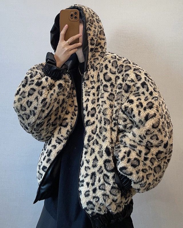 Japanese Brand × Vintage Premium punk reversible faux leather leopard hooded jacket Size US XXL / EU 58 / 5 - 4 Thumbnail