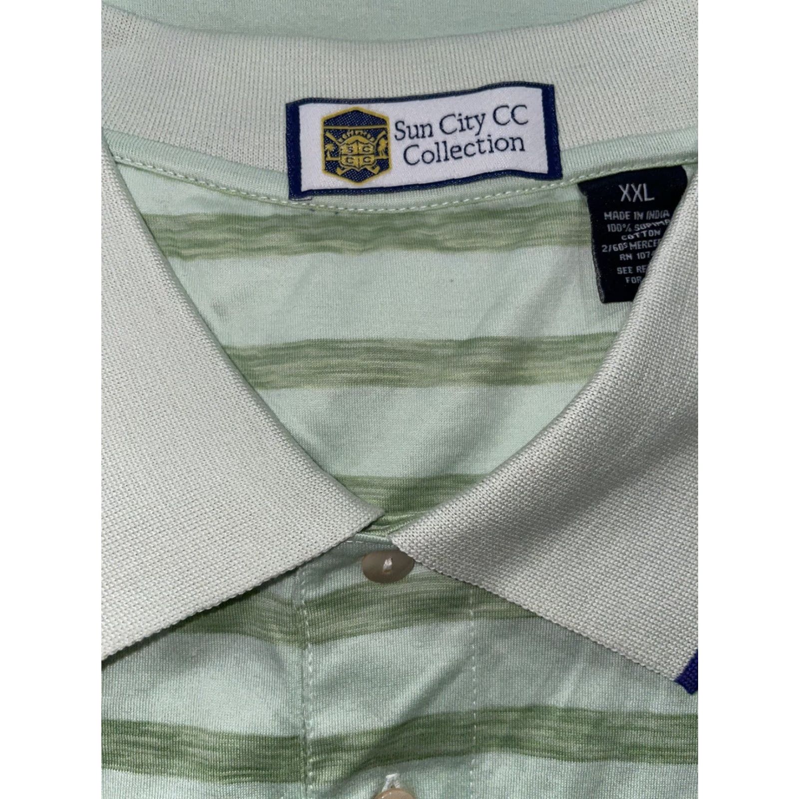 Vintage Sun City CC Collection Golf Polo Mens 2XL Light Green Striped Size US XXL / EU 58 / 5 - 8 Thumbnail