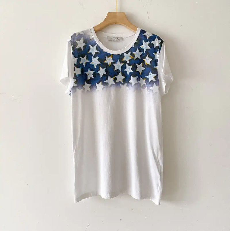 Valentino Valentino White Star Pattern Summer T-Shirt 0089 Size M / US 6-8 / IT 42-44 - 1 Thumbnail