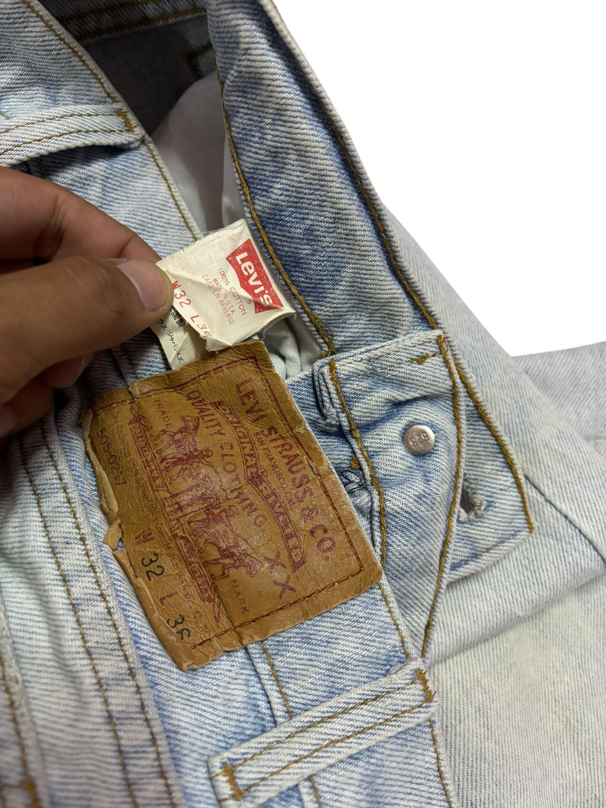 Levi's Vtg 90s Levis 505 Distressed Jeans Size US 30 / EU 46 - 9 Thumbnail