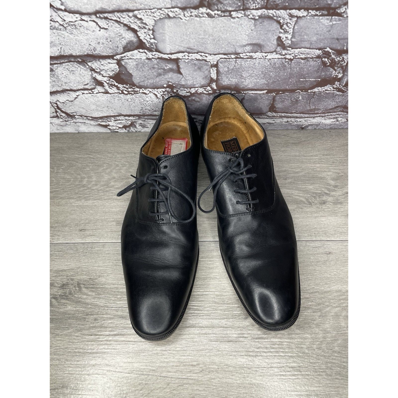 Mercanti Fiorentini Mercanti Fiorentini Black Leather Derby Lace Up Dress Shoes Size US 10 / EU 43 - 1 Thumbnail