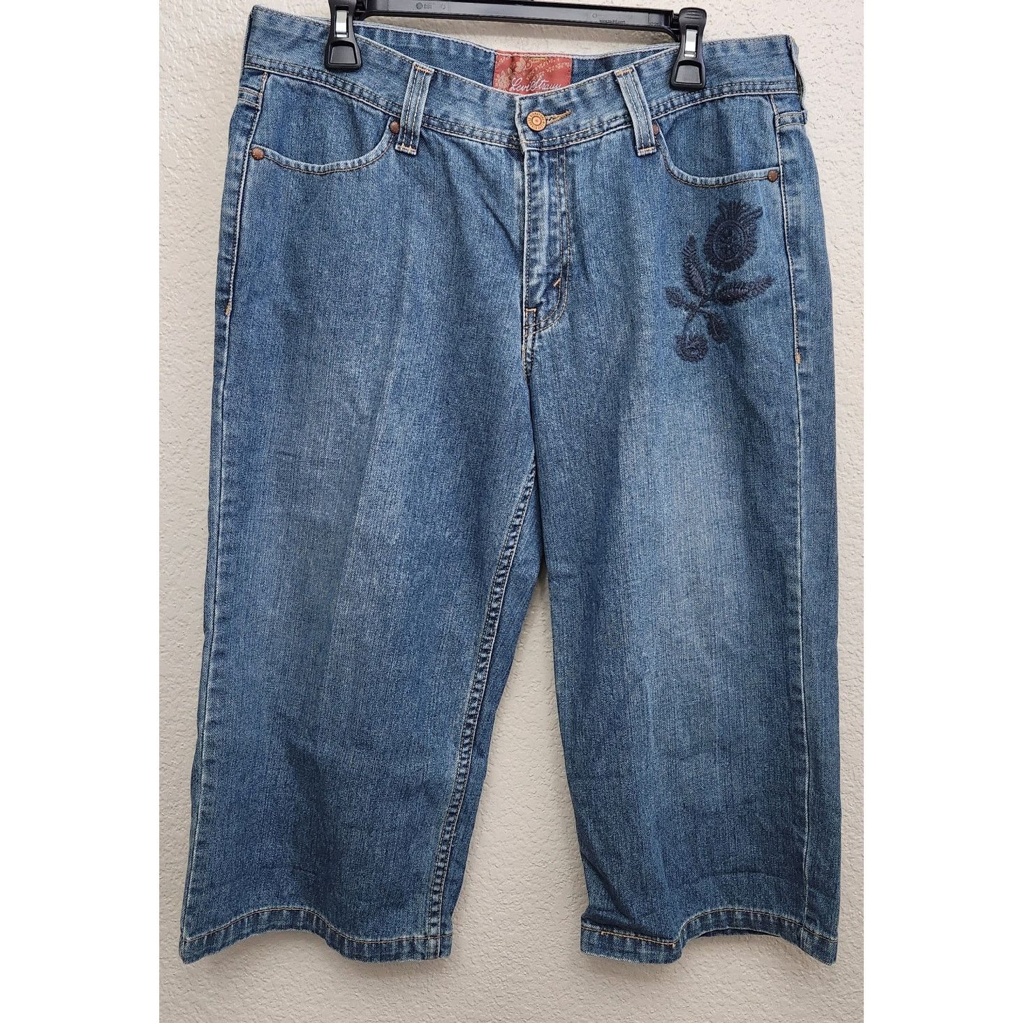 Other Levi Strauss Signature Blue Embroidered Cropped Jeans 14 Size 36" / US 14 / IT 50 - 1 Thumbnail