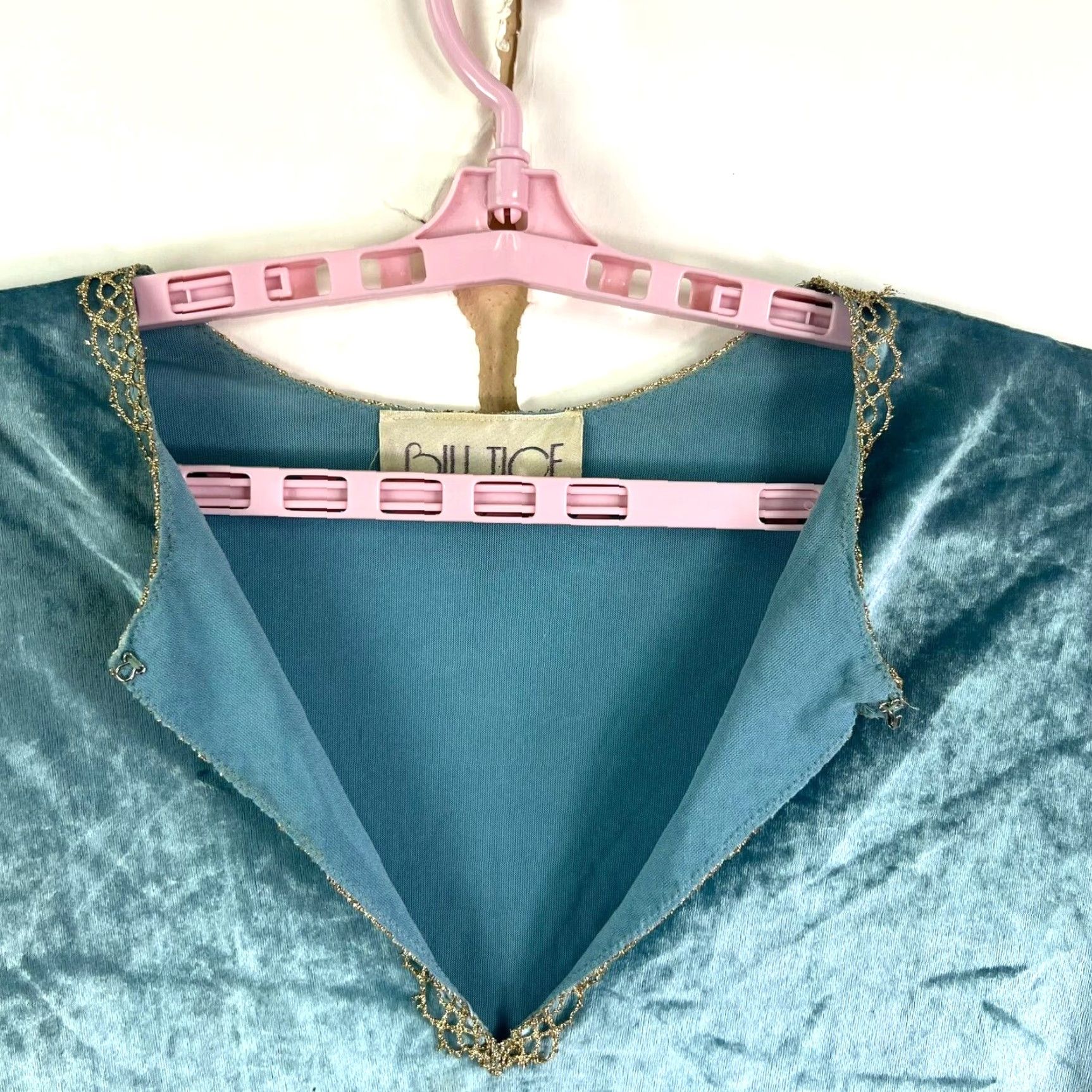 Vintage Vintage Bill Tice Velvet Tunic Top Womens XL Blue Shirt Embellished 1980s Boho Made in USA Size L / US 10 / IT 46 - 4 Thumbnail