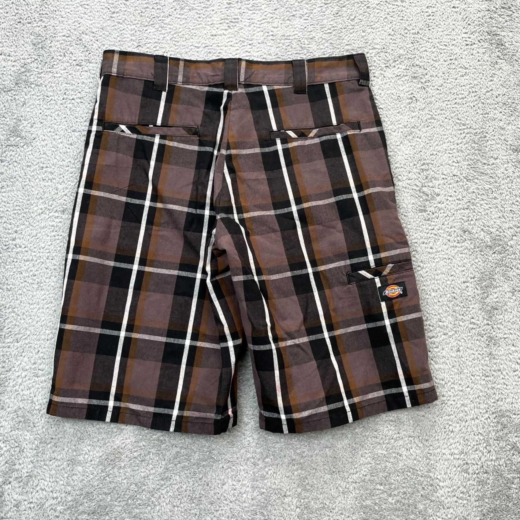 Dickies Dickies Mens 30 Purple Cargo Pockets Tartan Plaid Logo Cotton Regular Fit Shorts Size US 32 / EU 48 - 2 Thumbnail