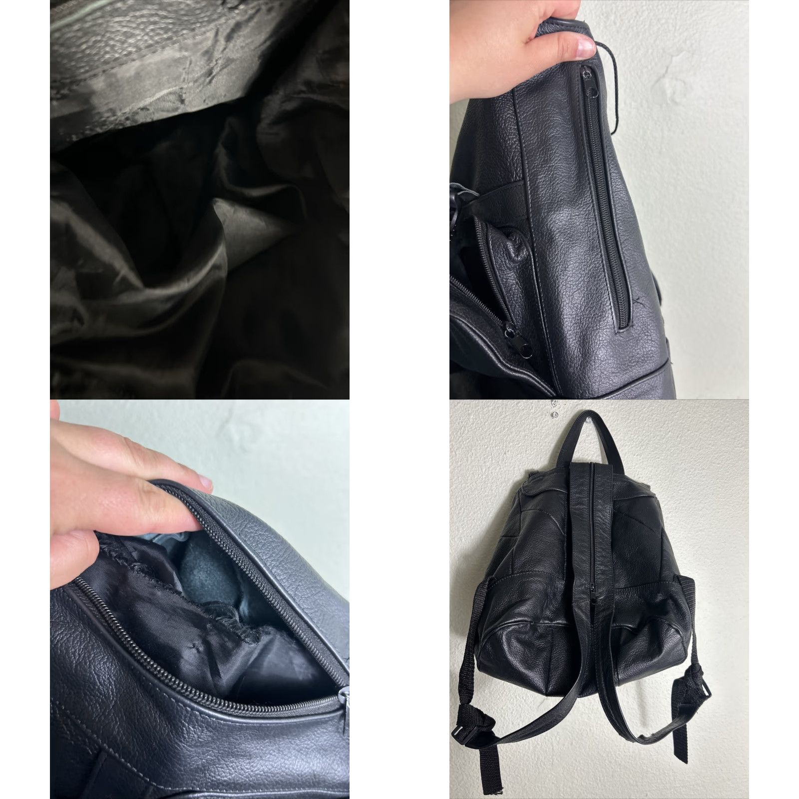 Vintage VINTAGE Black Leather Backpack Small Crossbody Purse 13x11x6 Buckle Strap Broken Women's Crossbody Bag Leather 13x11x6 Womens Size ONE SIZE - 9 Thumbnail