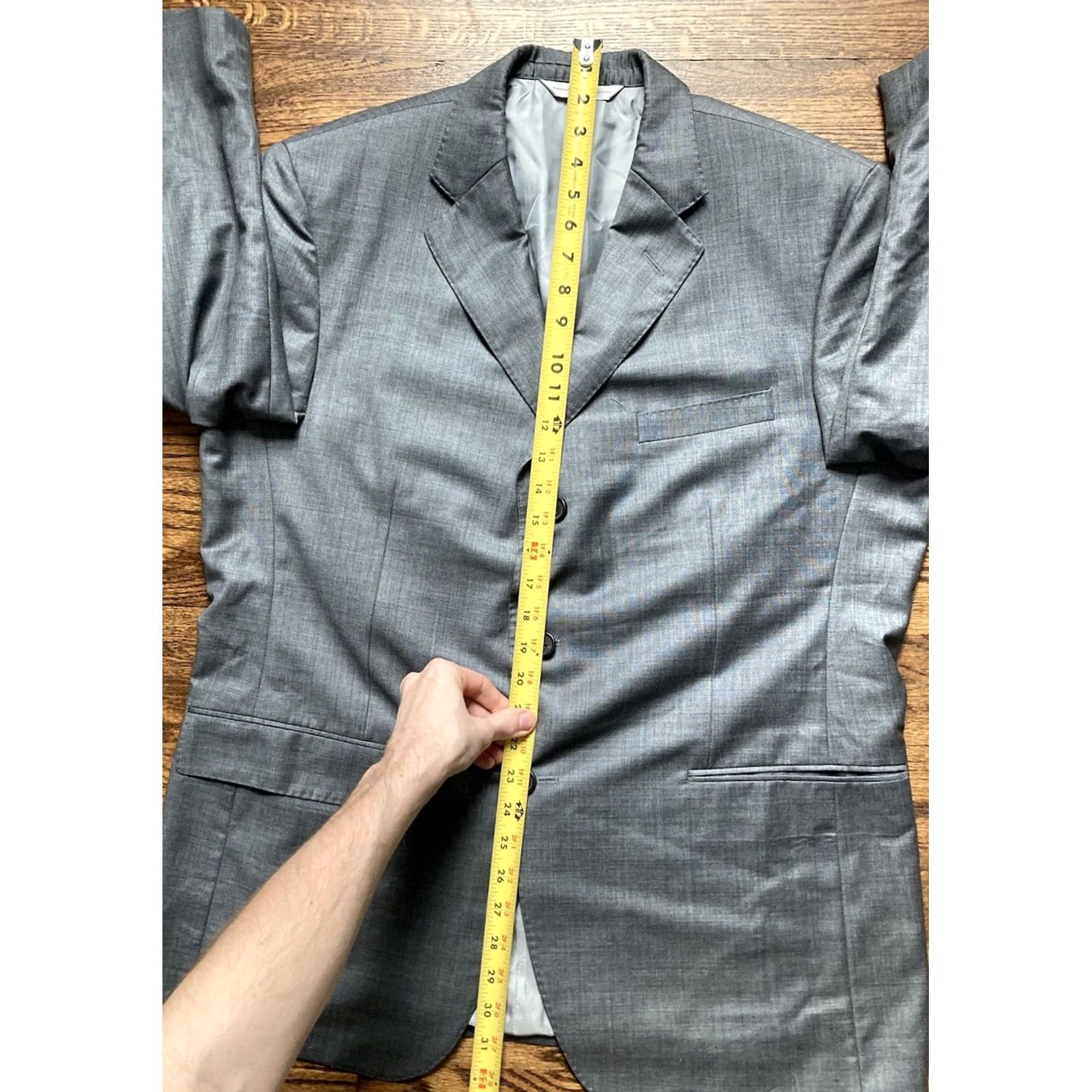 Vintage Samuelsohn Blazer Mens 43R Gray Wool Jacket 3-Button Notch Lapel Regular Length Double-Vented Sport Coat Jacket Coat Size 46R - 7 Thumbnail