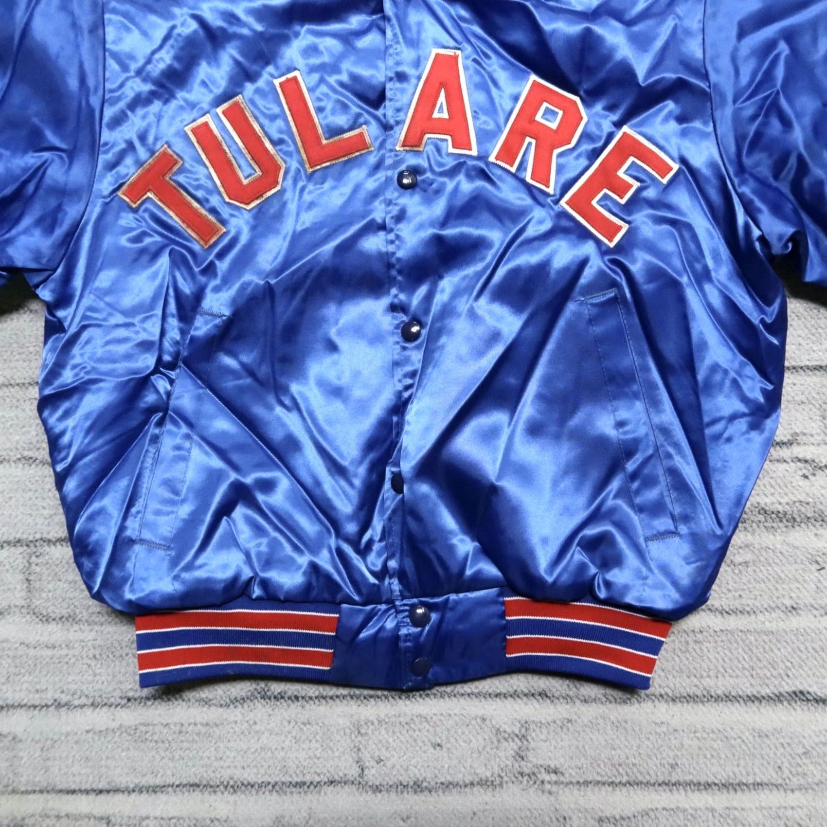 Vintage VINTAGE Tulare Logo Satin Jacket Mens L Blue Swingster Jacket Size US L / EU 52-54 / 3 - 4 Thumbnail