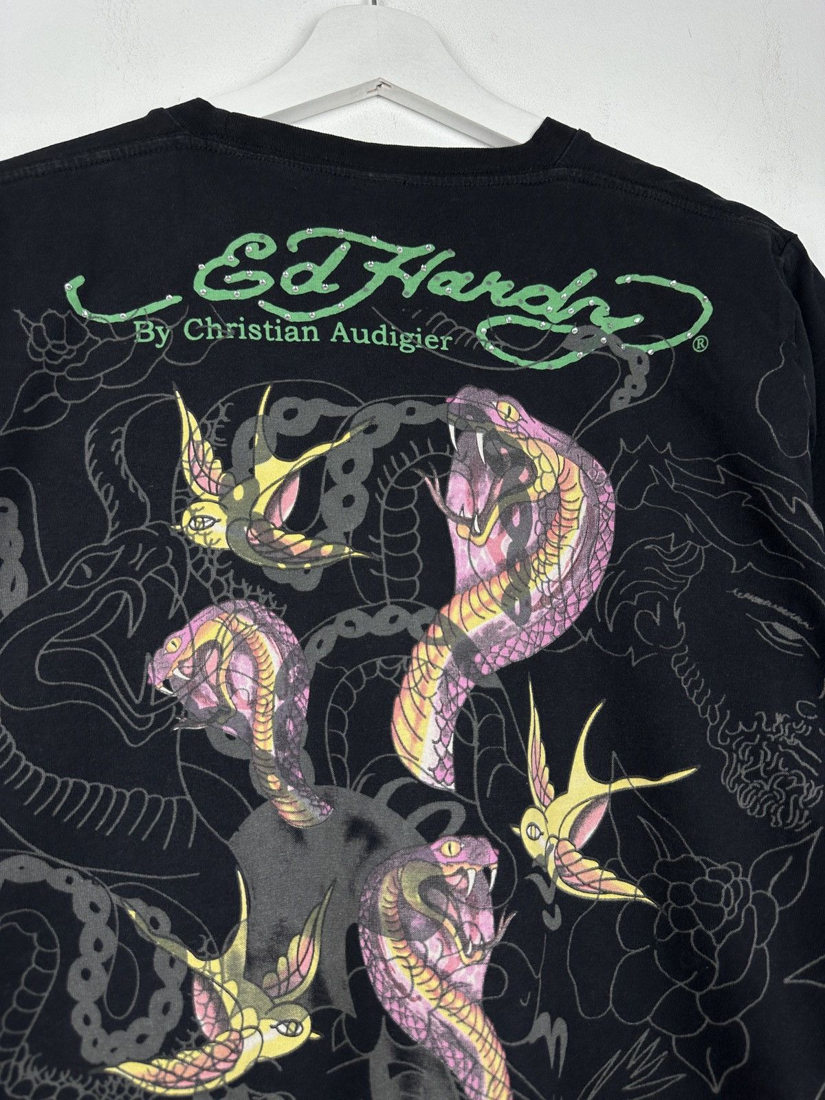 Ed Hardy Y2K Ed Hardy Big Logo Snake Skull Rhinestones T Shirt Tee Size US L / EU 52-54 / 3 - 9 Thumbnail