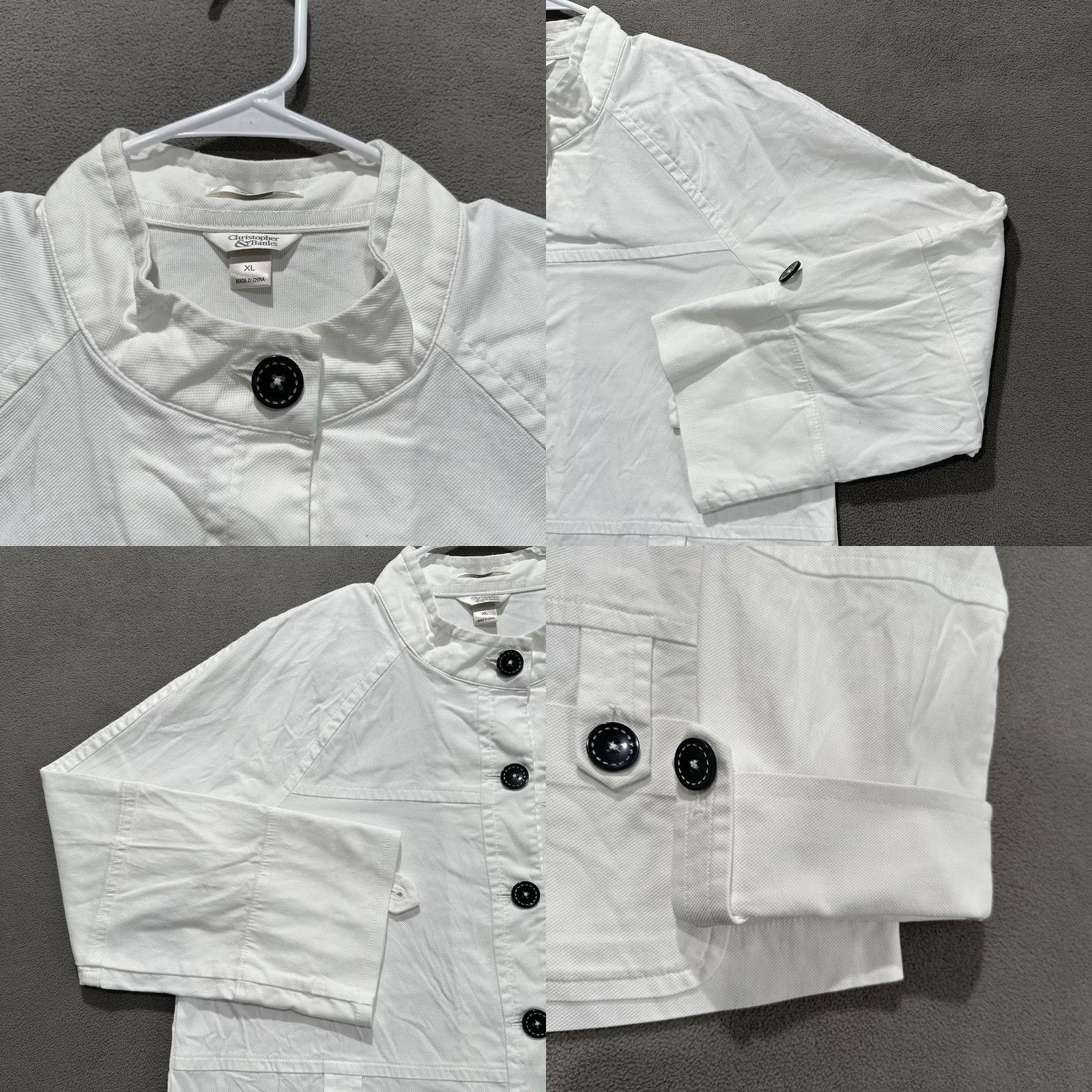 Vintage VINTAGE Christopher & Banks Jacket Women XL White Twill Button Front Chore Lightweight EUC Size XL / US 12-14 / IT 48-50 - 8 Thumbnail