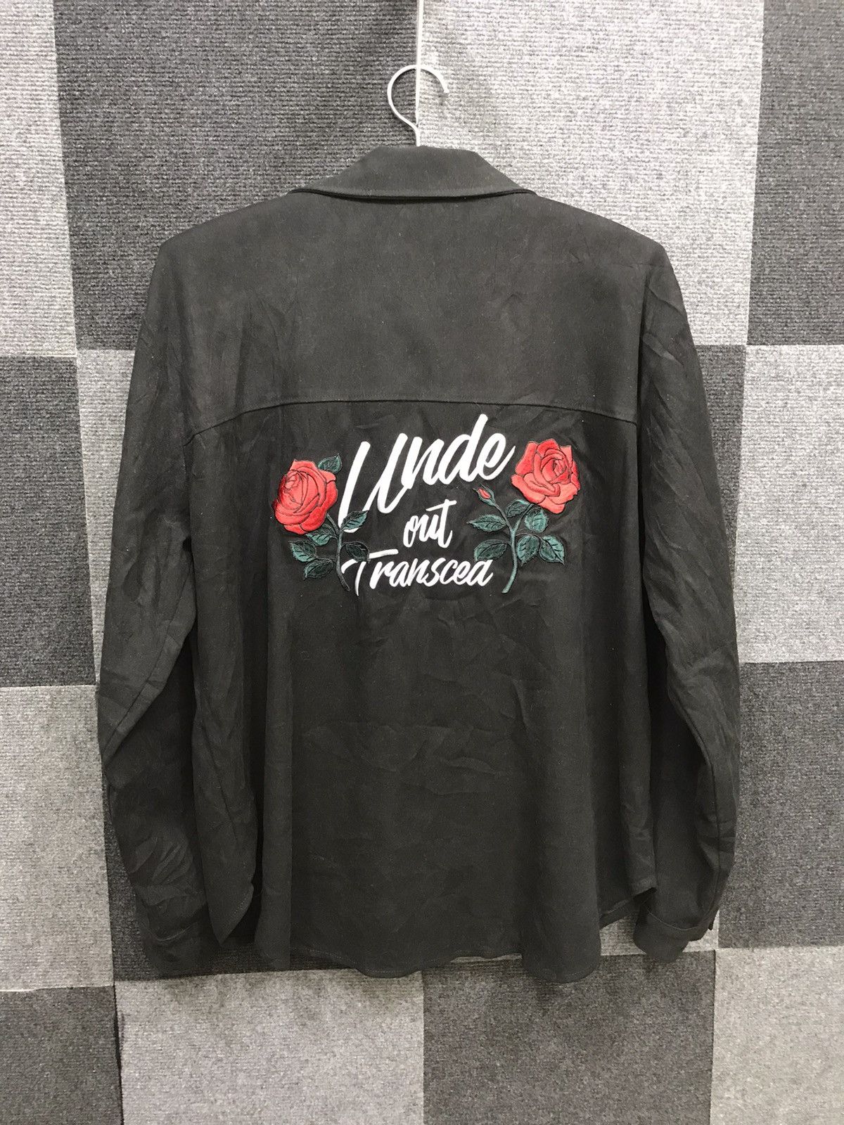 image of Sukajan T Shirts Rasvoa Rose Embroidery Shirt in Black, Men's (Size Large)