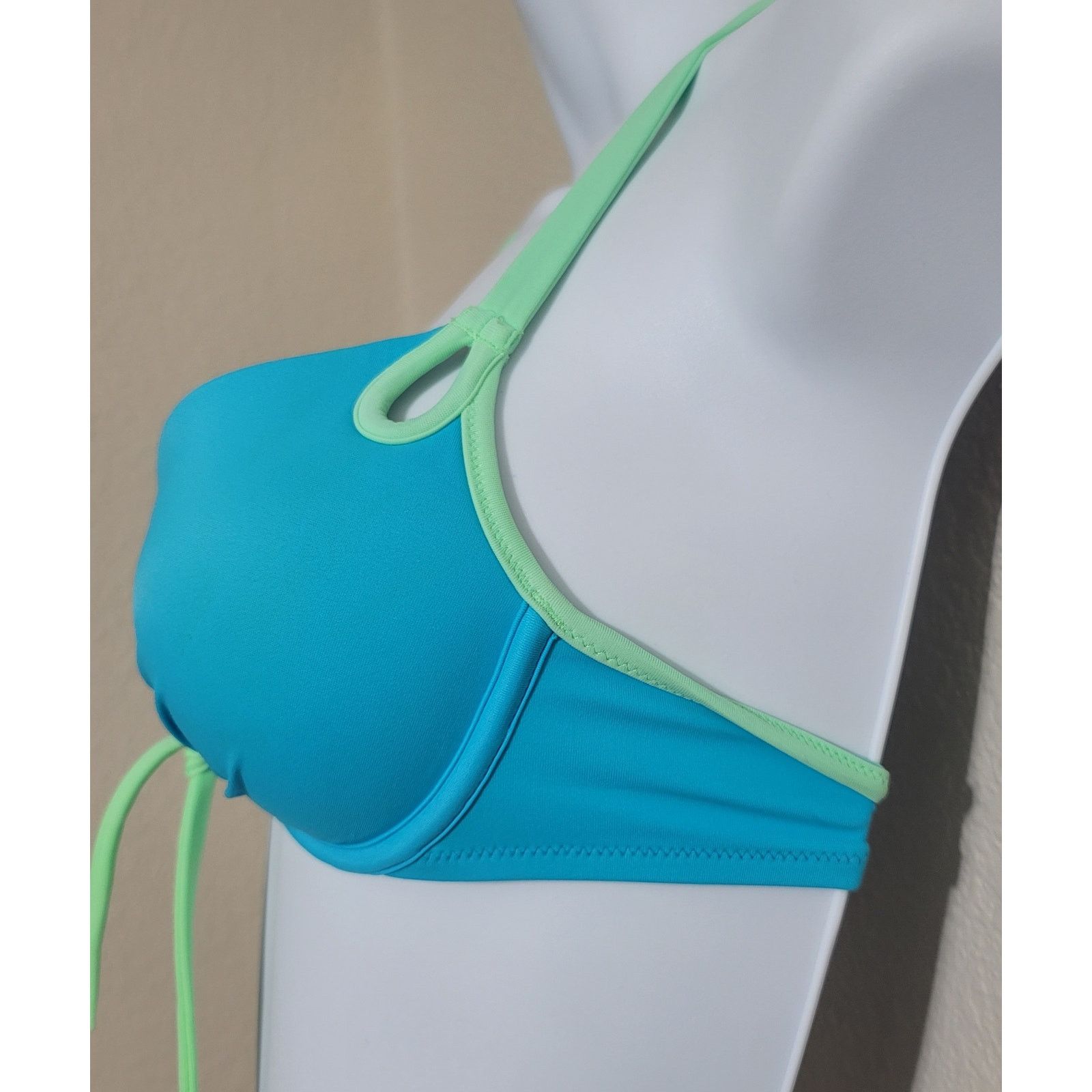 Other Victoria's Secret Blue Green Pleated Padded Bikini Top 32B Size ONE SIZE - 6 Thumbnail