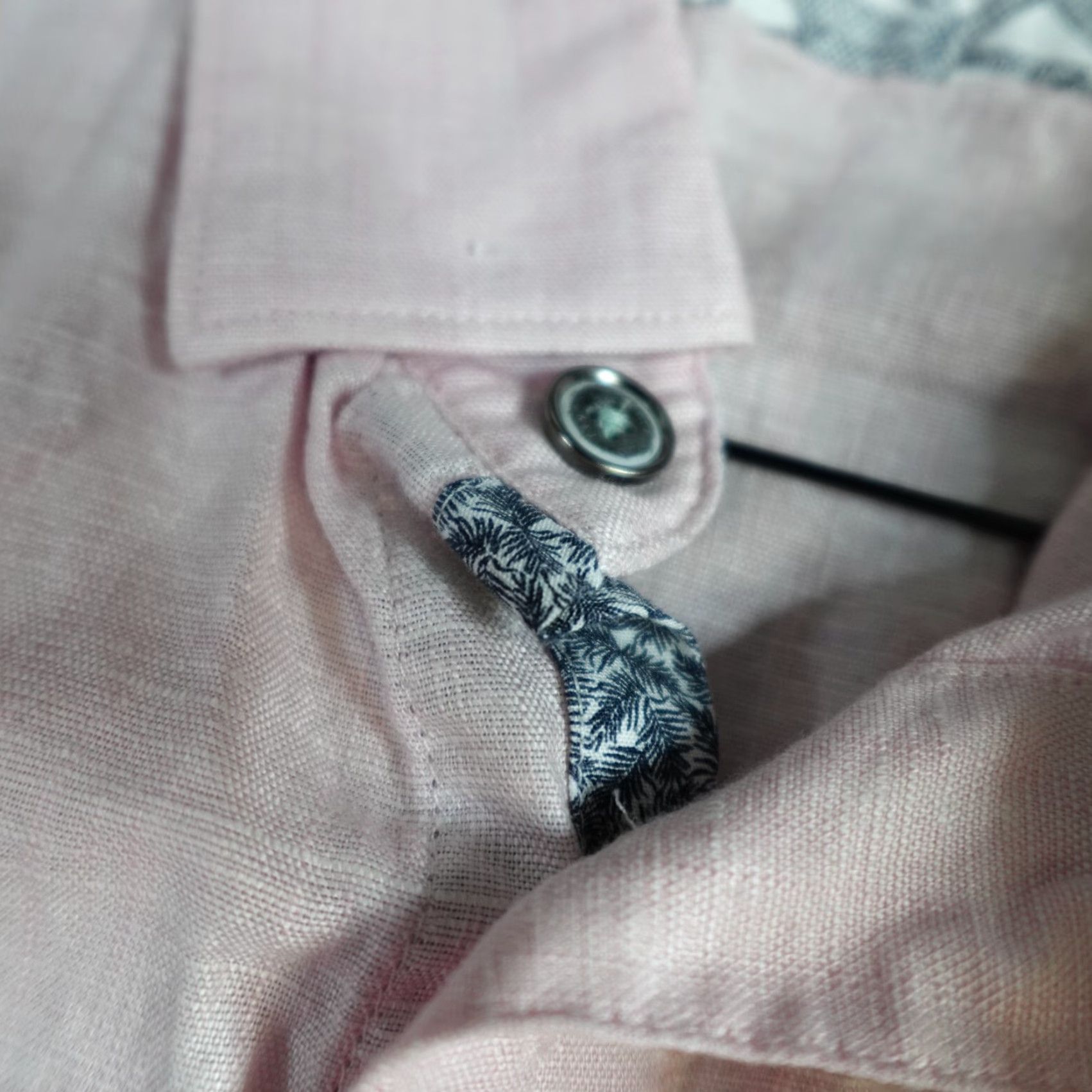 Ted Baker Ted Baker Shirt Large Pink Solid Linen Cotton Button-Up Long Sleeve Collared Regular Men Size US L / EU 52-54 / 3 - 3 Thumbnail