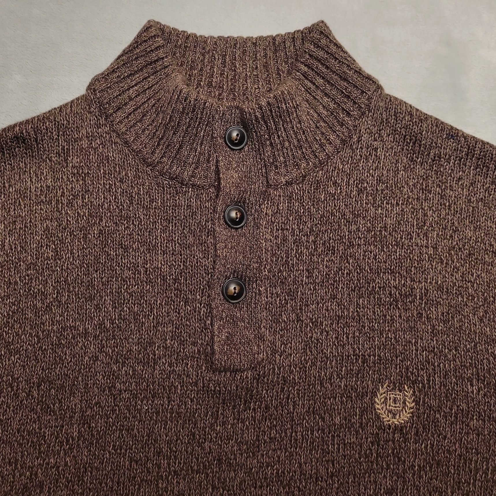 Chaps Chaps Sweater Mens XL Brown 100% Cotton Knit Henley Mock Neck Ribbed Pullover Casual Solid Ribbed Knit Mens Size US XL / EU 56 / 4 - 2 Thumbnail