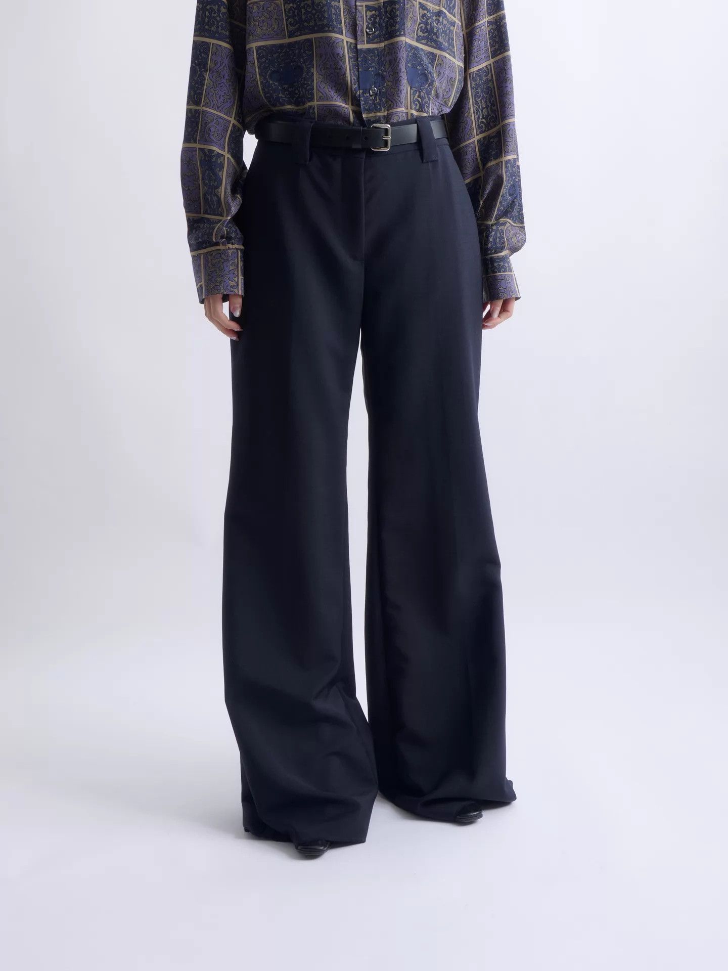 Prada PRADA Navy Mohair High-Waist Flared Trousers Size 26" / US 2 / IT 38 - 5 Thumbnail